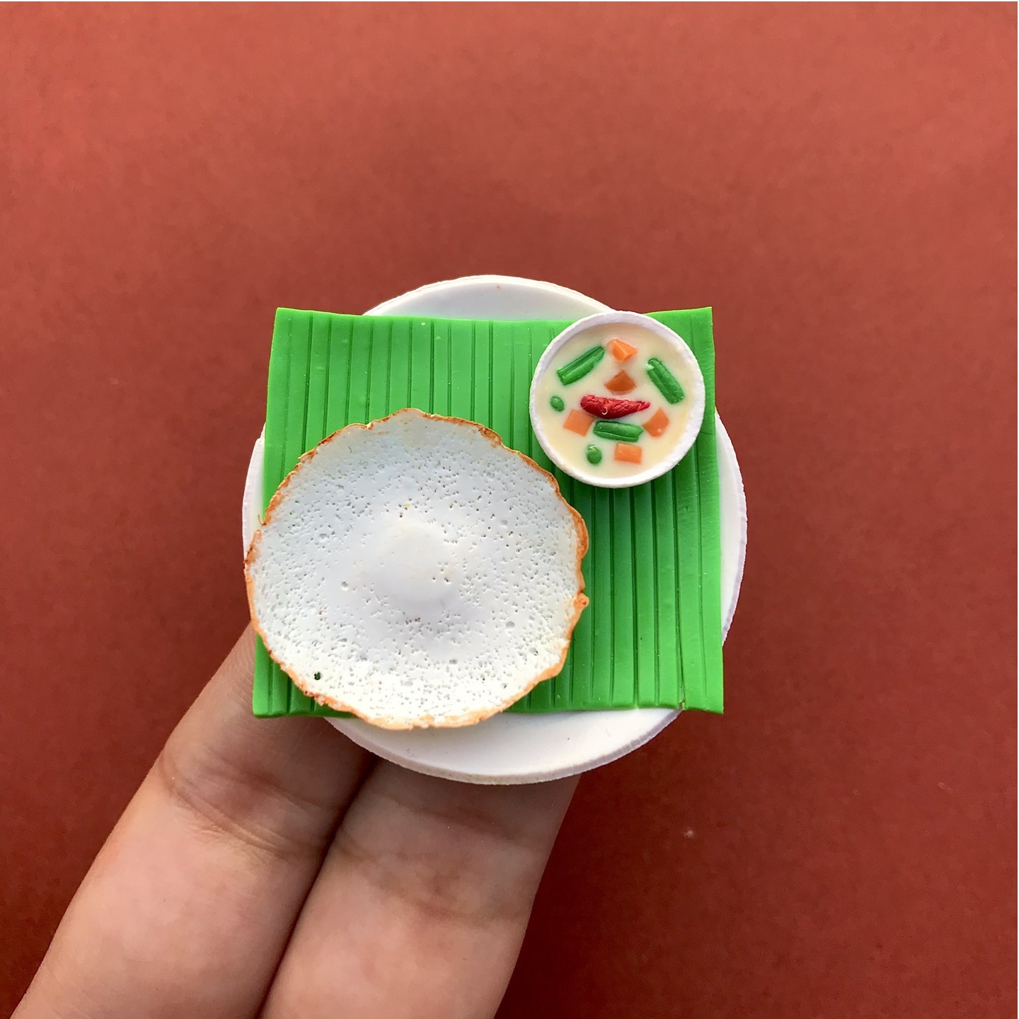 Miniature Appam And Vegetable Stew Fridge Magnet