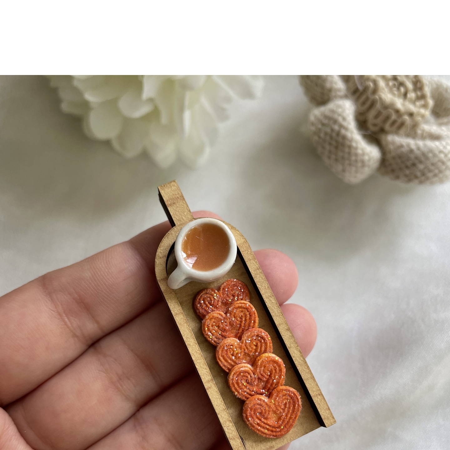 Miniature Chai With Little Hearts Biscuit Magnet