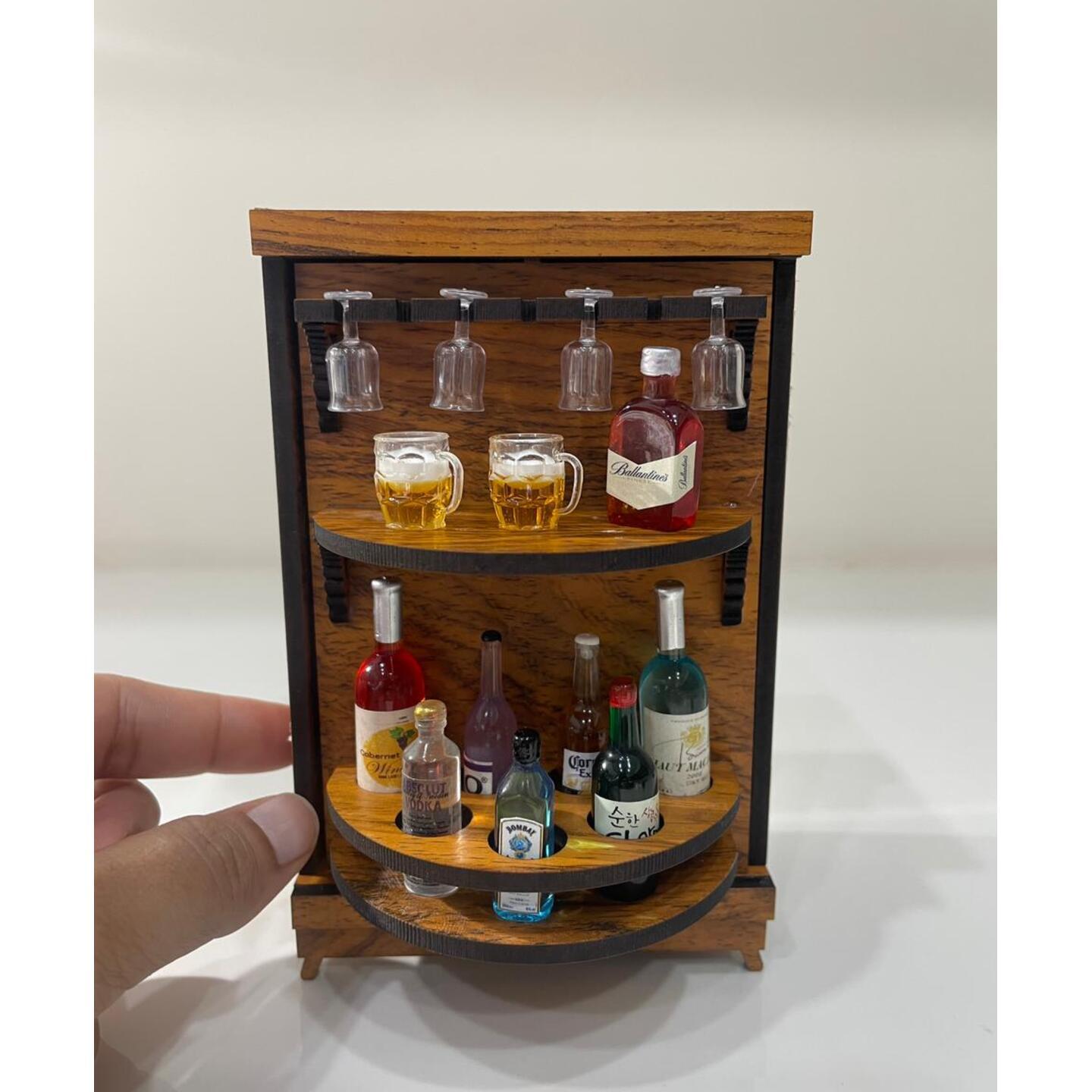 Miniature Natural Teak Wooden Bar