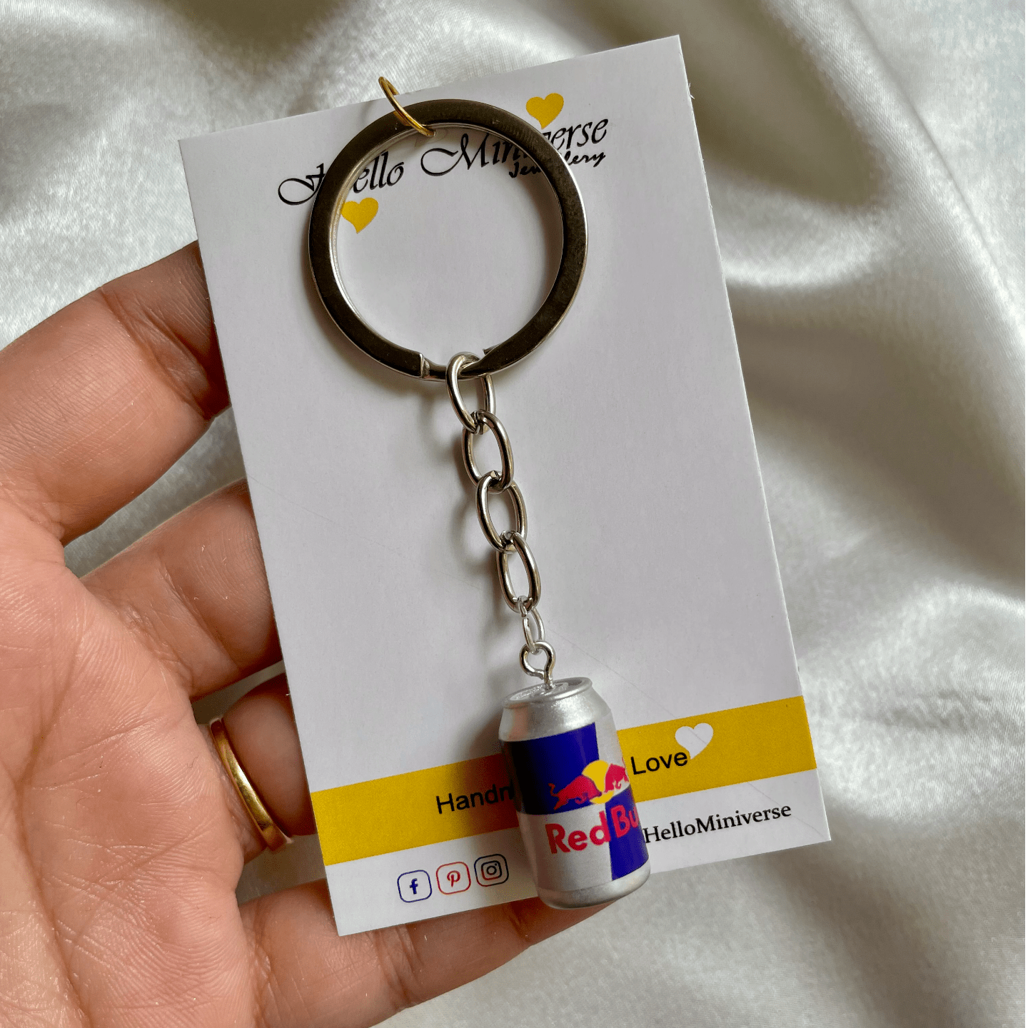 Miniature Red Bull Can Keychain 