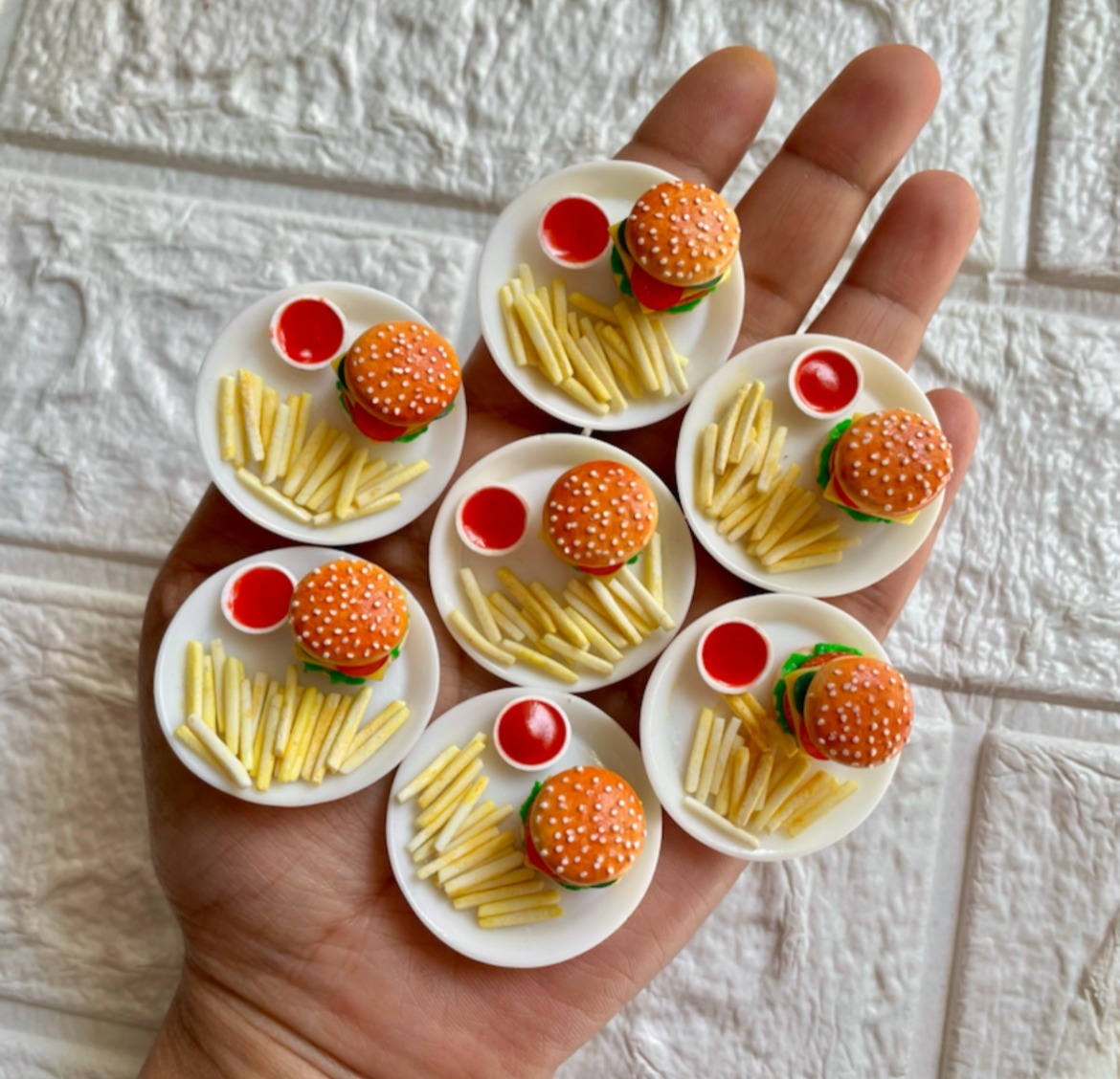 Miniature Burger Fries Fridge Magnet