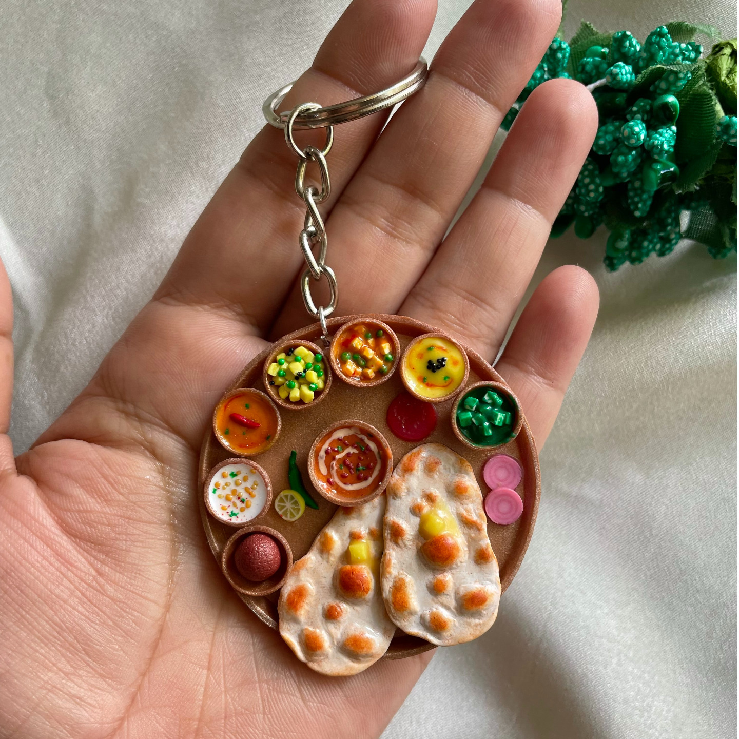 Miniature North Indian Thali Keychain
