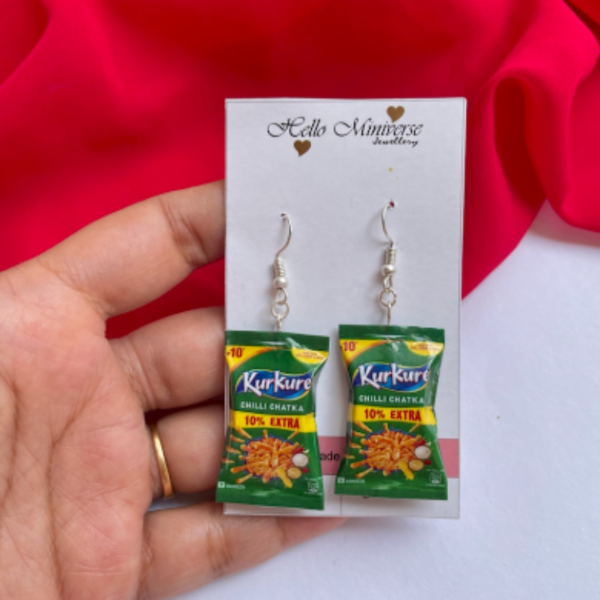 Miniature Chilli Chatka Kurkure Earrings