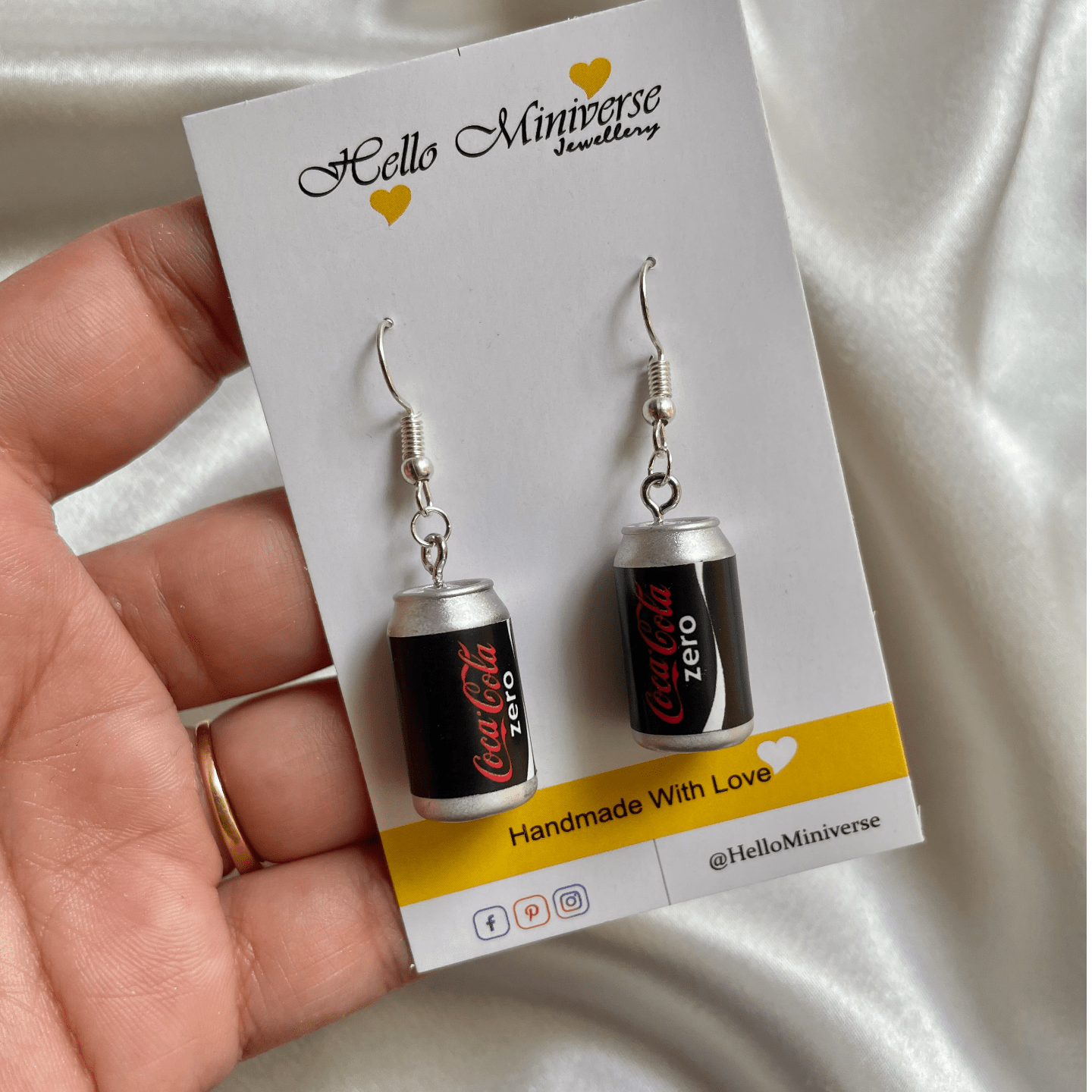 Miniature Coca-Cola Zero Can Earrings 
