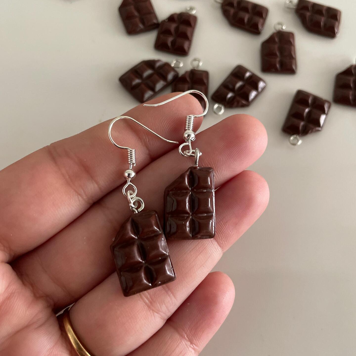 MIniature Chocolate Brick Earrings 