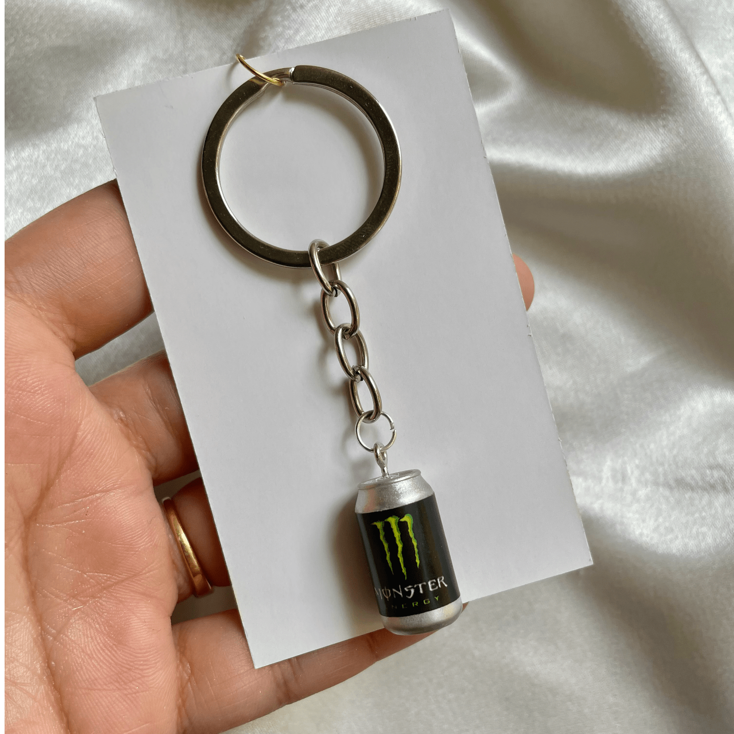 Miniature Monster Can Keychain 