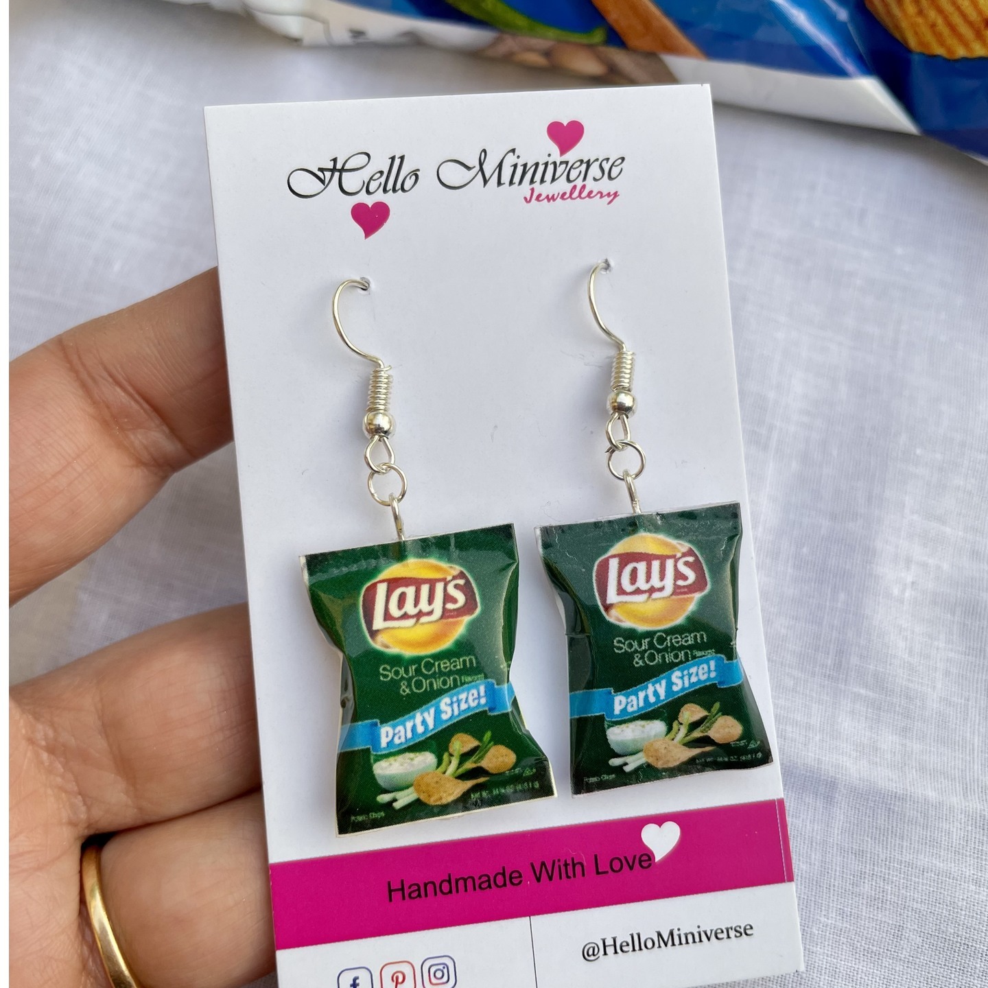Miniature Lays sour cream & onion Earrings
