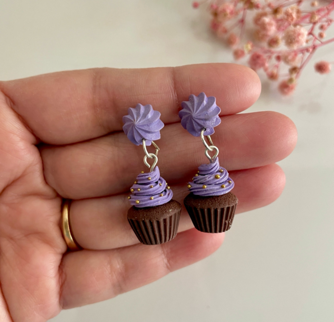 Miniature Purple Cupcake earrings
