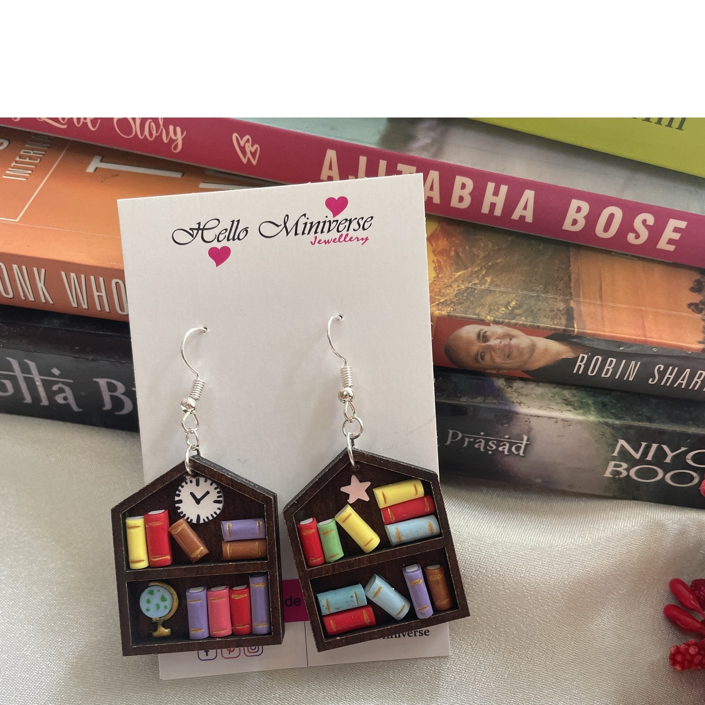 Miniature Sweet Home Bookshelf Earrings
