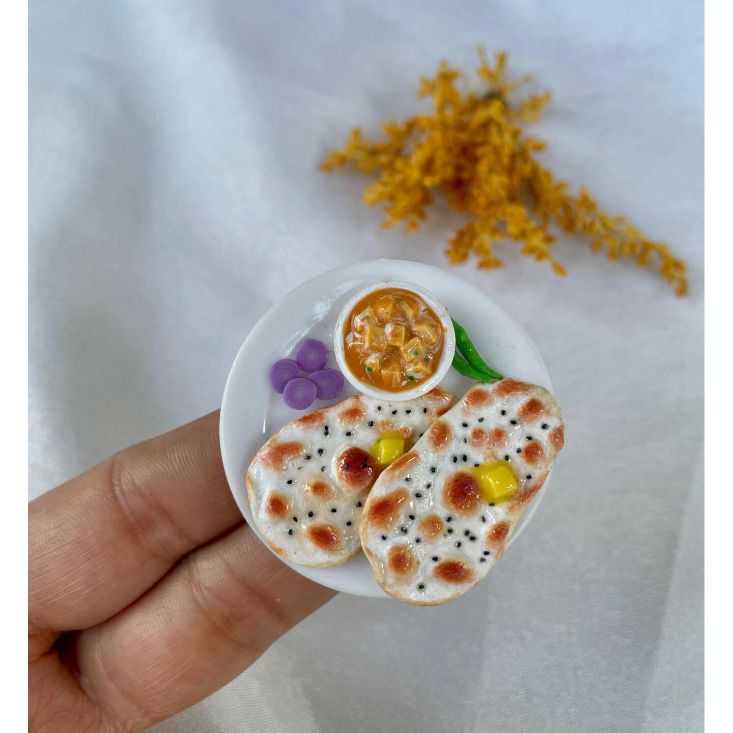 Miniature Naan Paneer Fridge Magnet