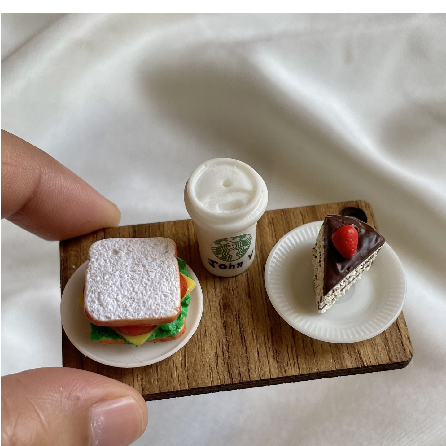Miniature Sandwich With Cold Coffee Fridge Magnet