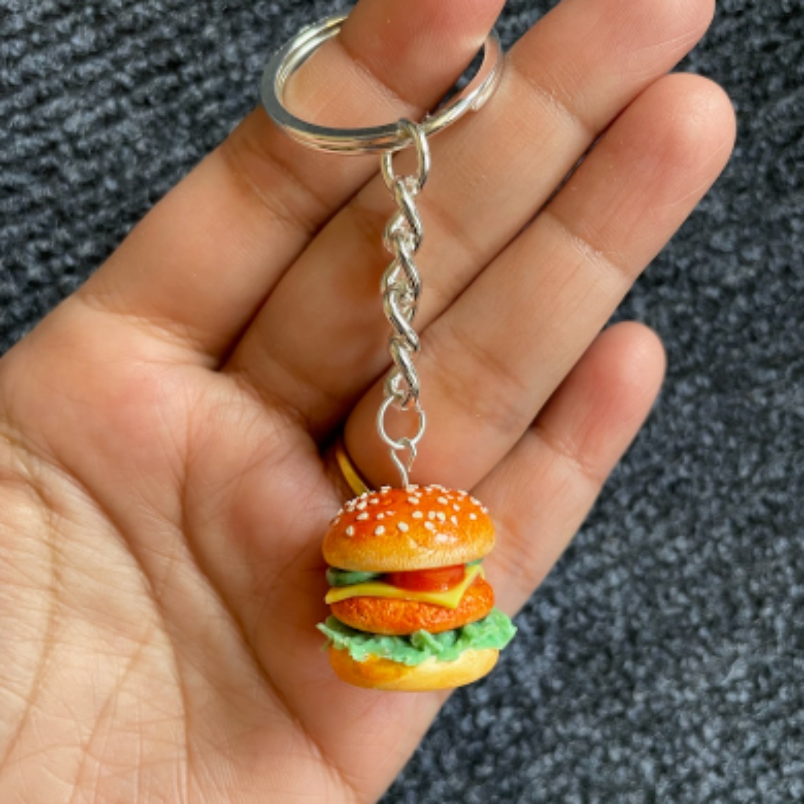 Miniature McDonalds Cheeseburger Keychain