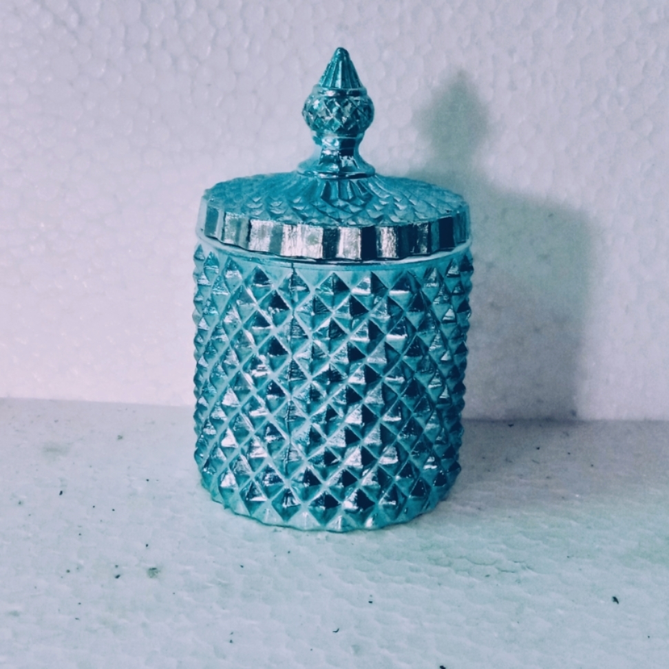 Diamond Glass Jar with Lid 