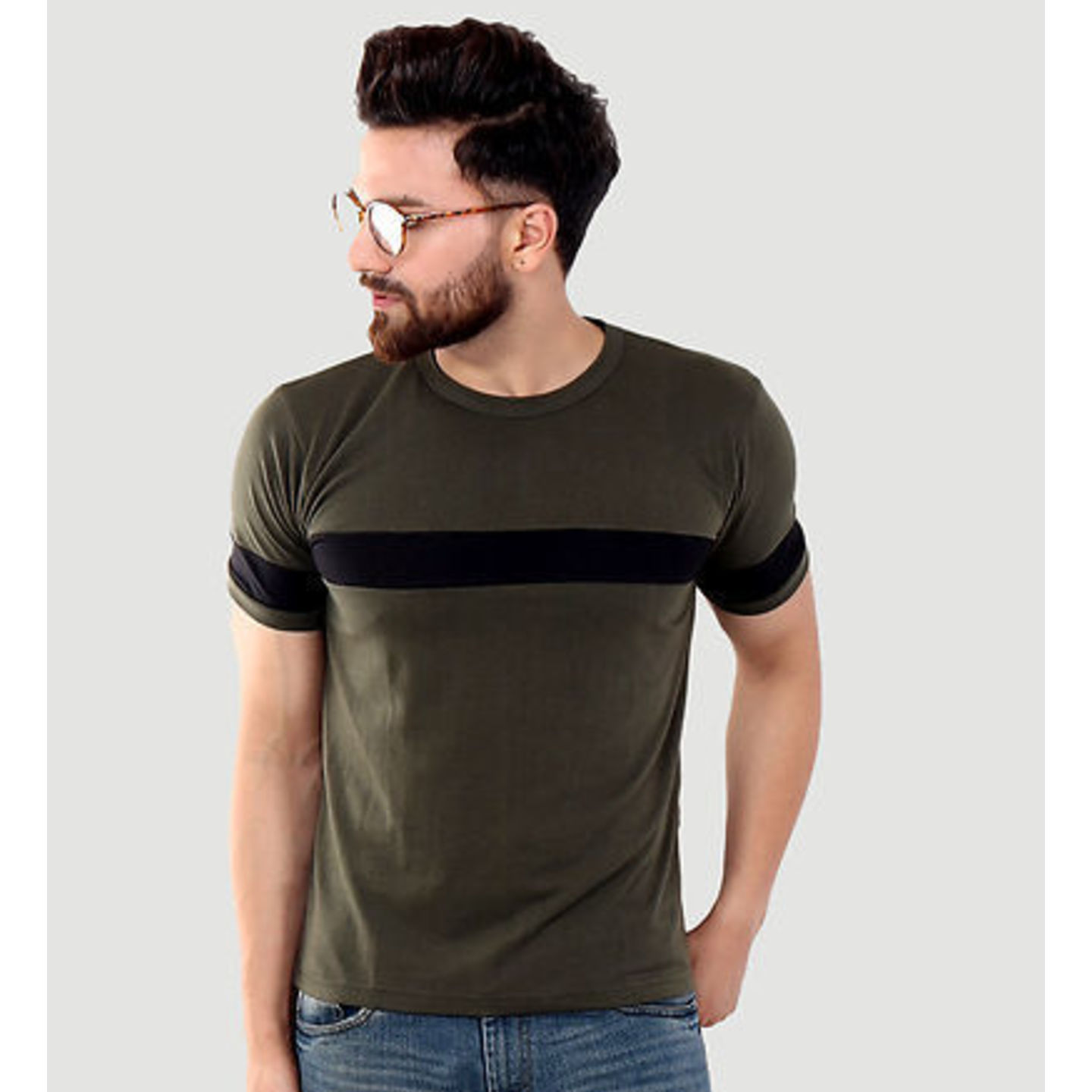 Men's Green Cotton T-shirt