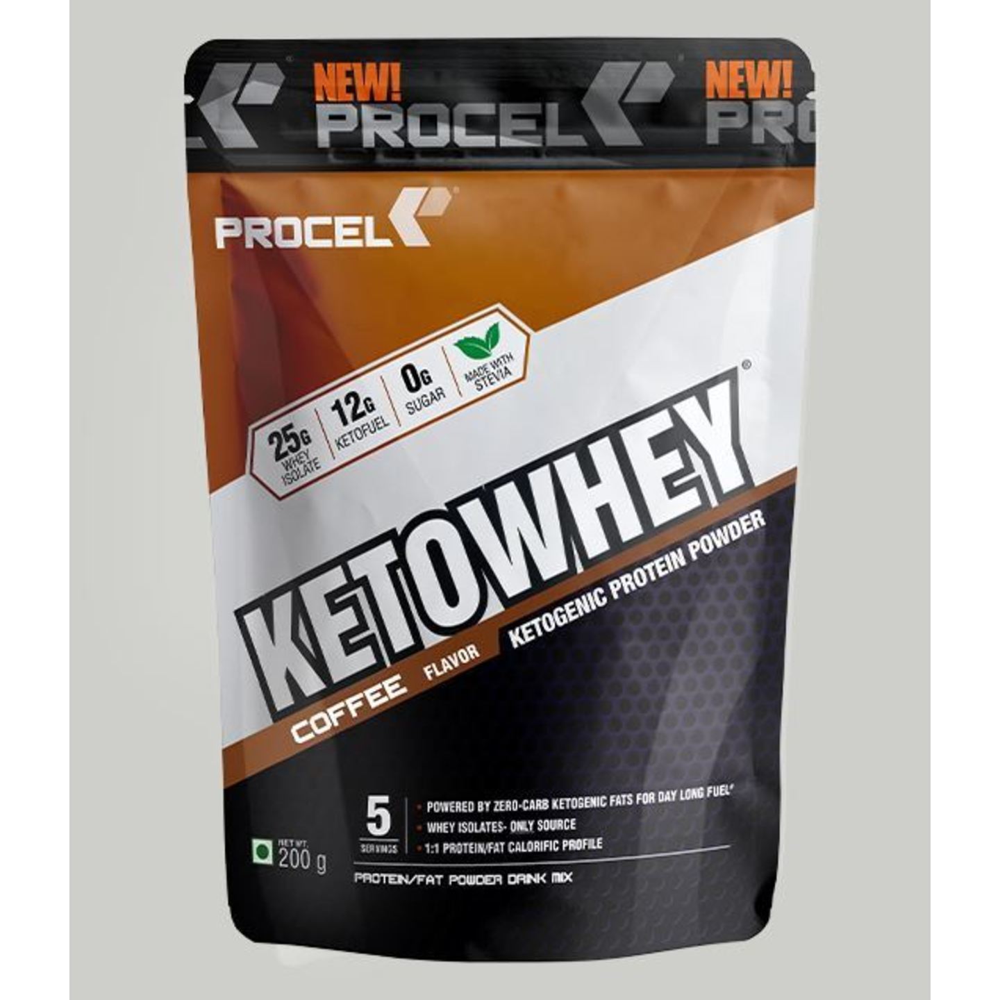 MastMart PROCEL KETOWHEY Whey Isolate Protein Powder with Ketofuel - Trail Pack 200g coffee