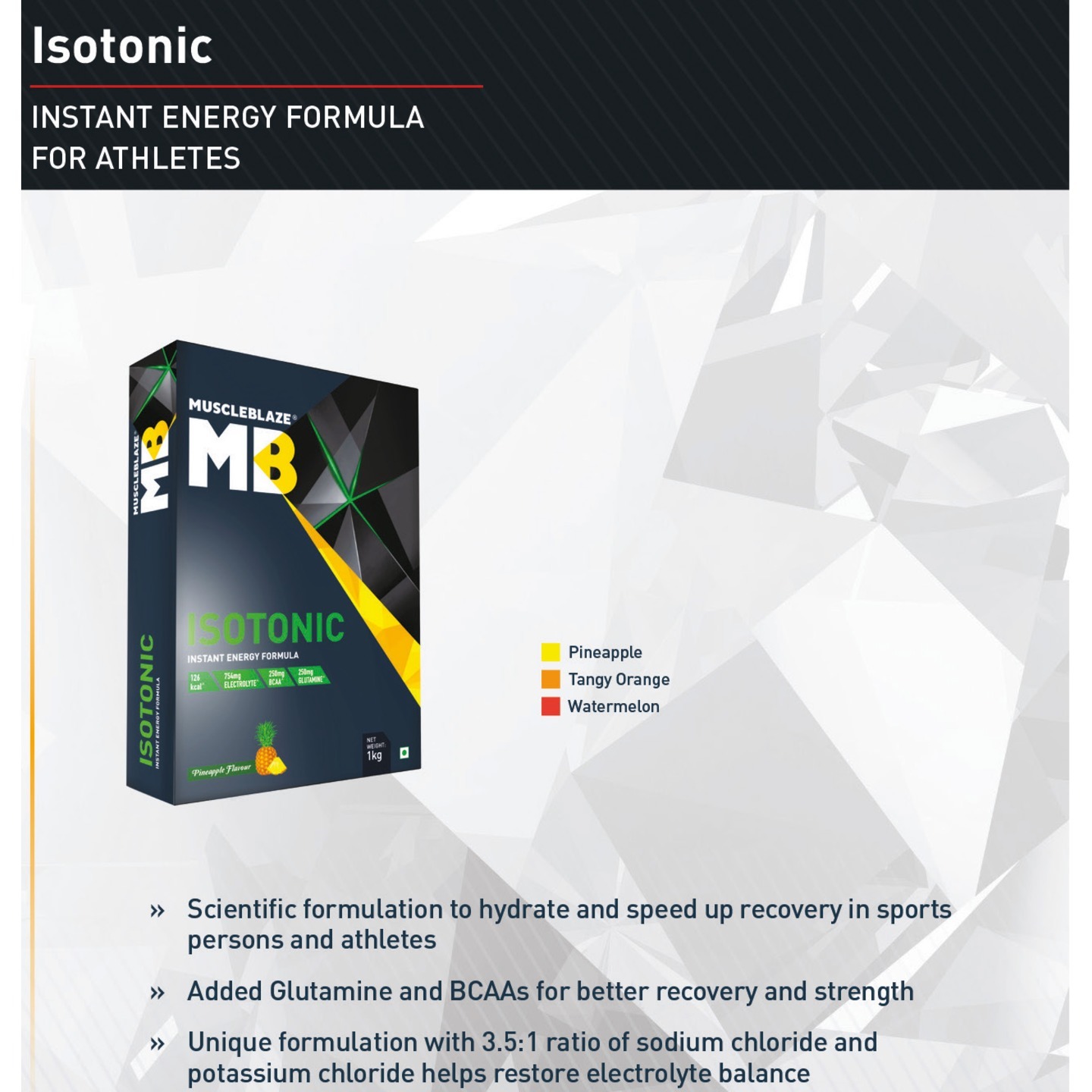 MastMart MuscleBlaze Isotonic Instant Energy Formula, 1 kg Pineapple