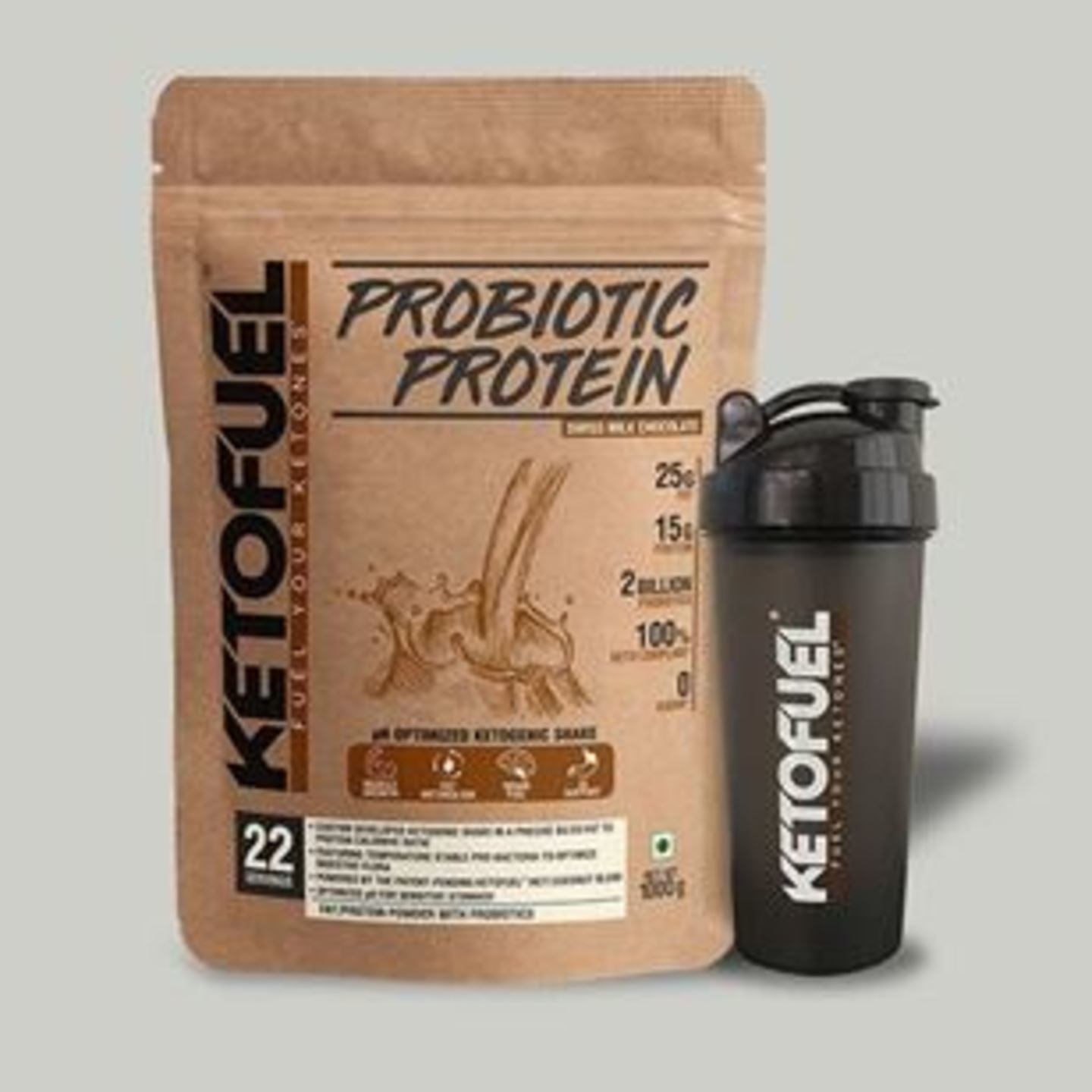 MastMart KETOFUEL Probiotic Protein 1kg Swiss Milk Chocolate wFree Shaker