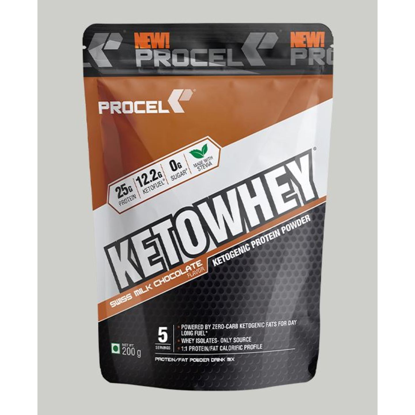 MastMart PROCEL KETOWHEY Keto Isolate Whey Protein Powder with Ketofuel- 2kg Swiss Milk Chocolate