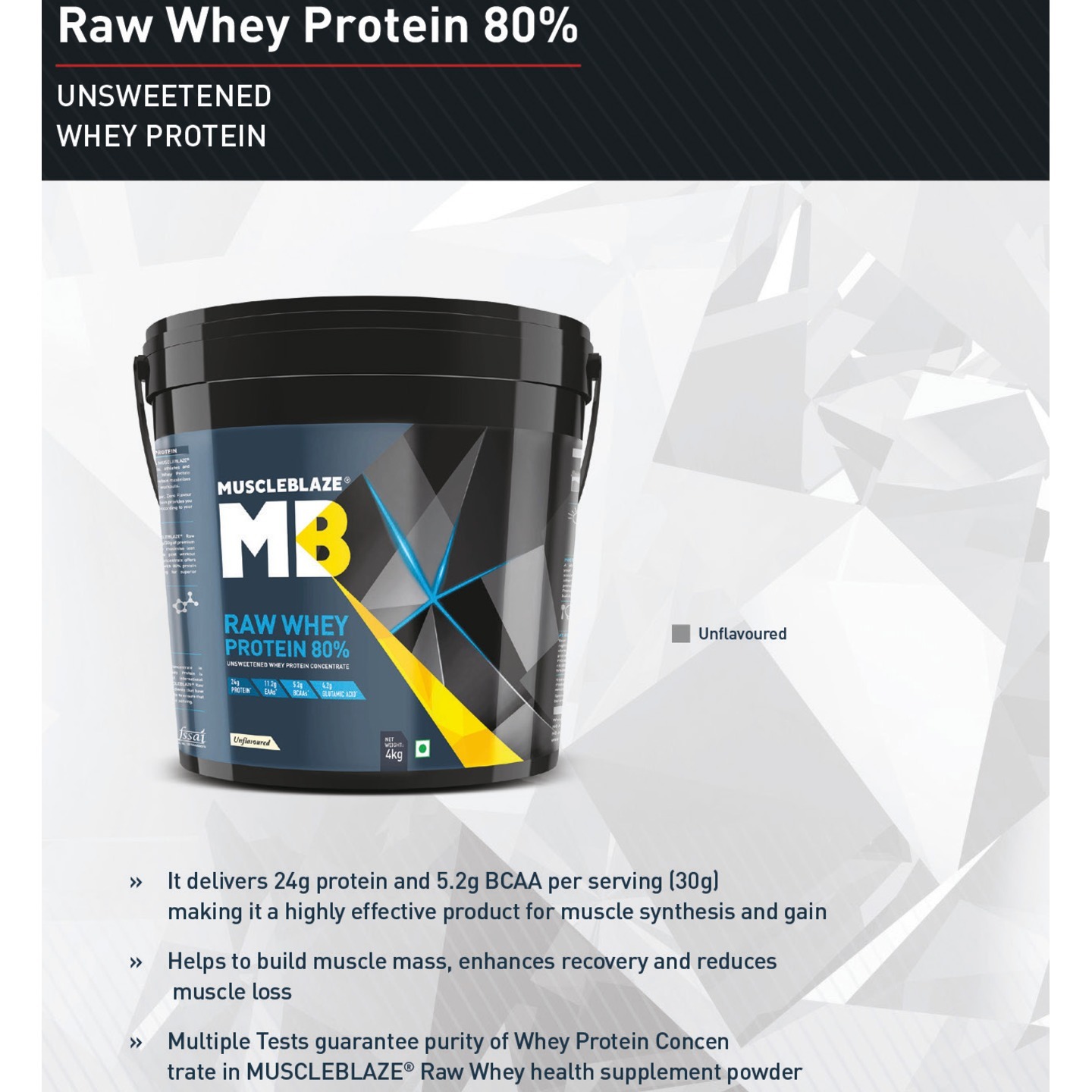 MastMart MuscleBlaze Raw Whey Protein, 4 Kg Chocolate