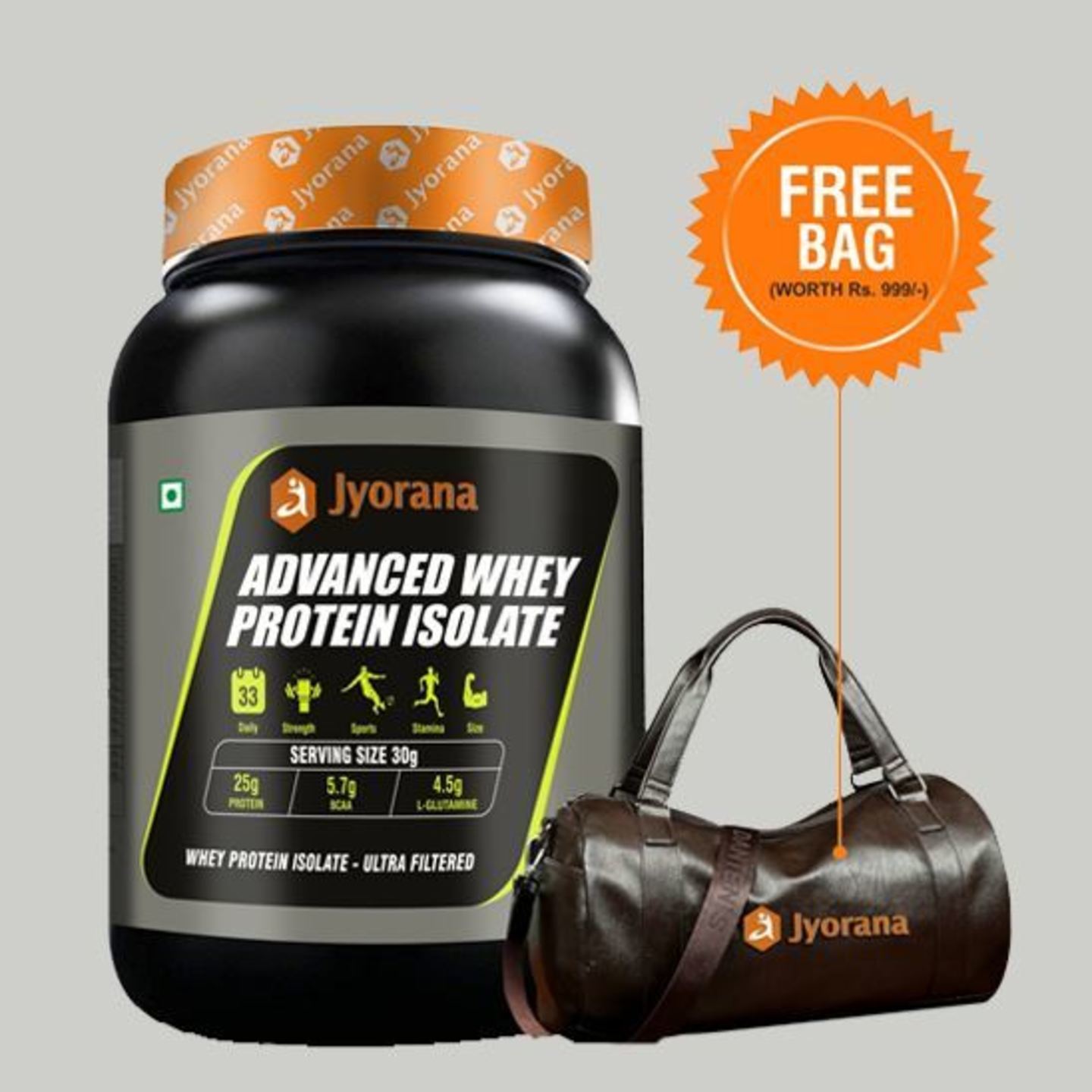 WellnessMart Jyorana Advanced Whey Protein Isolate with Free Sports Bag - 1Kg
