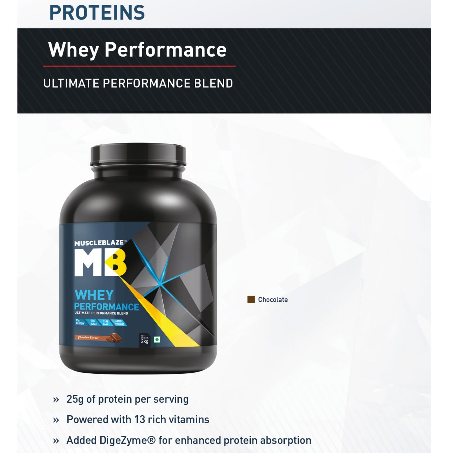 MastMart MuscleBlaze Whey Performance Protein, 2 Kg Chocolate