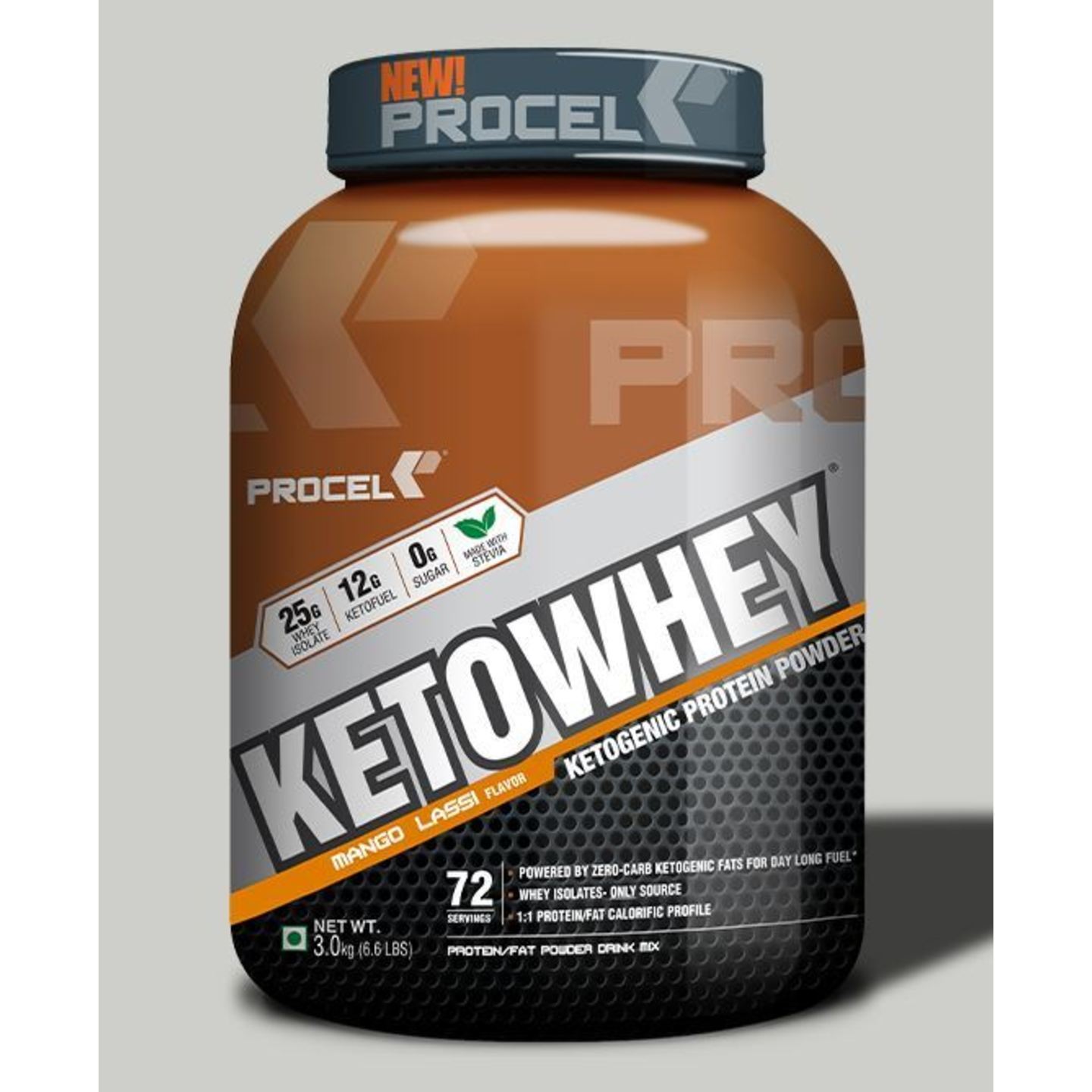 MastMart PROCEL KETOWHEY Ketogenic Protein Powder with Ketofuel, 200g -Trail Pack  Mango Lassi