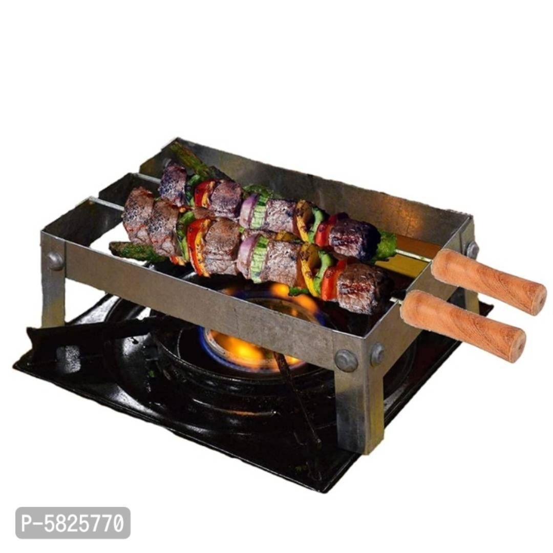 Barbeque Grill Stand For Gas Stove | Gas Tandoor Grill For Home | Foldable Chhota Tandoor with 2 Needles & 1 Jali