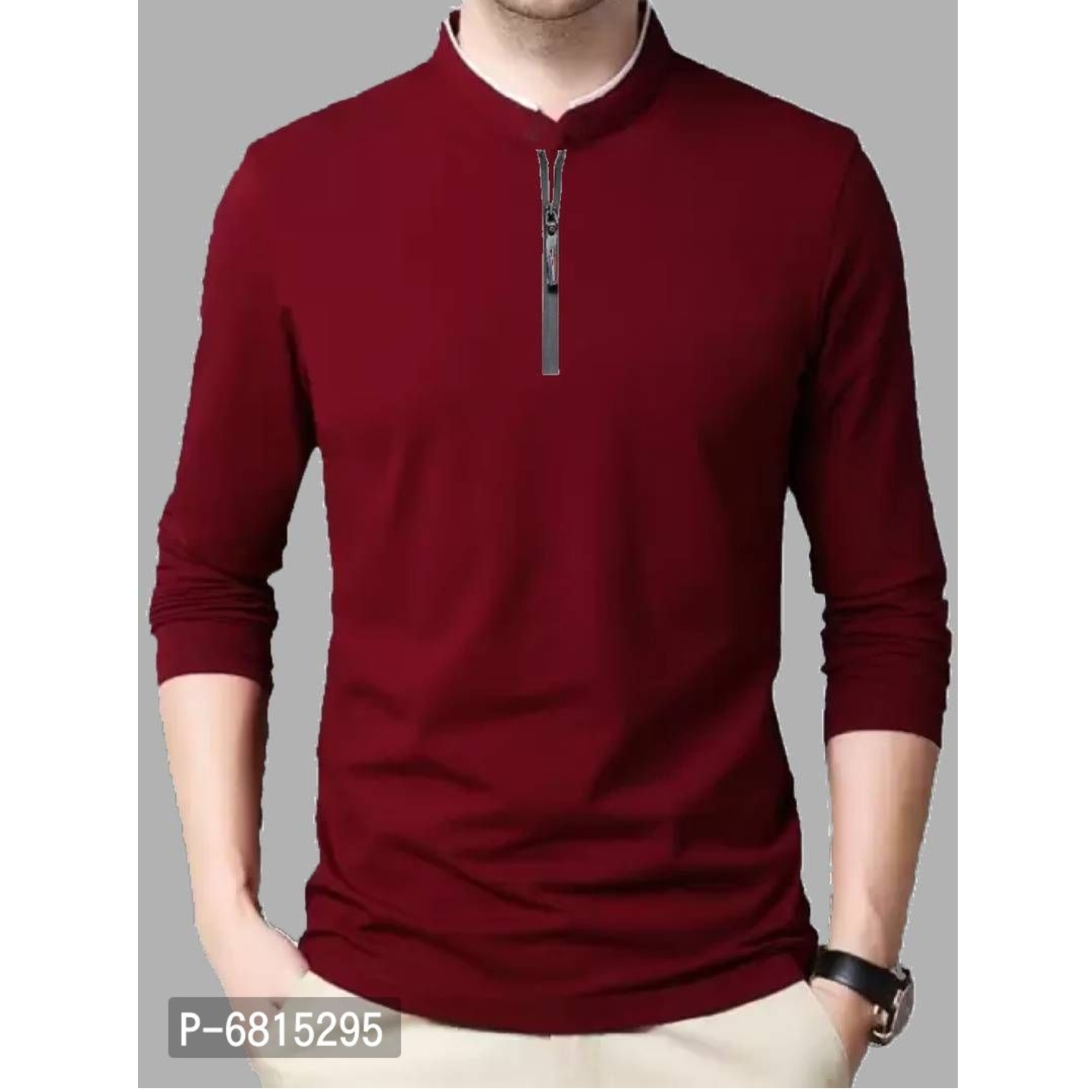 Stylish Polyester Maroon  Solid T-shirt For Men