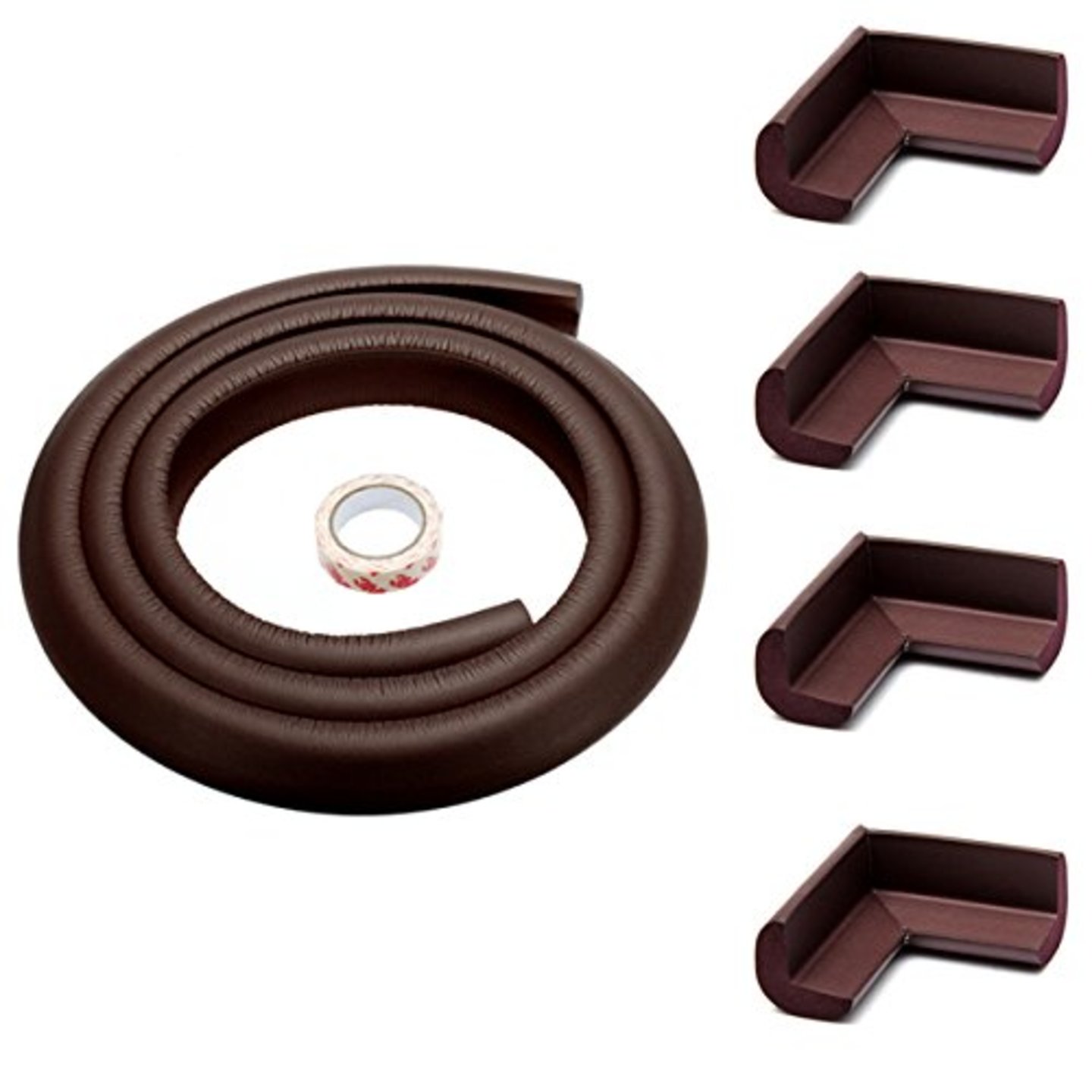 KiddySafe Edge Protectors Foam Bumper Guard Brown - 5 Meter Tape & 4 Corner Guards