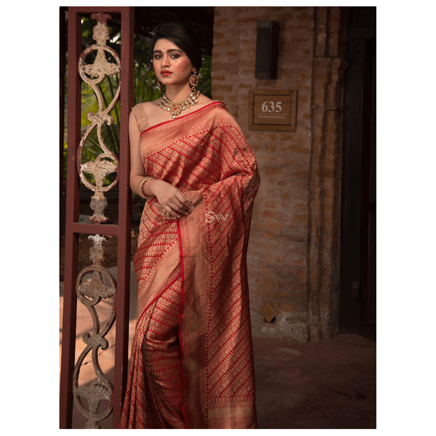 Red Katan Silk Brocade Handloom Pure Banarasi Saree