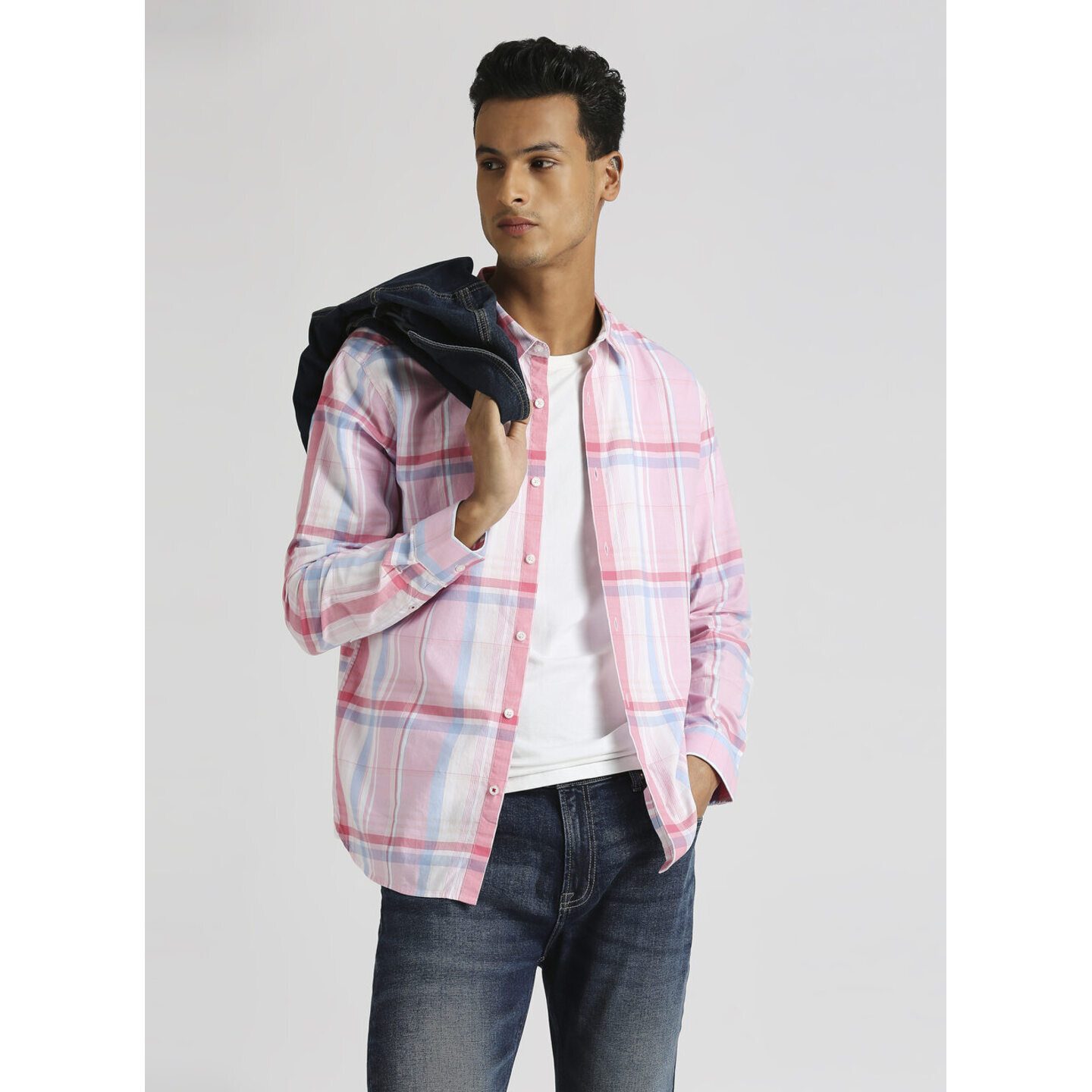 Pink Yarn Dyed Checks Premium Long Sleeve Shirt 