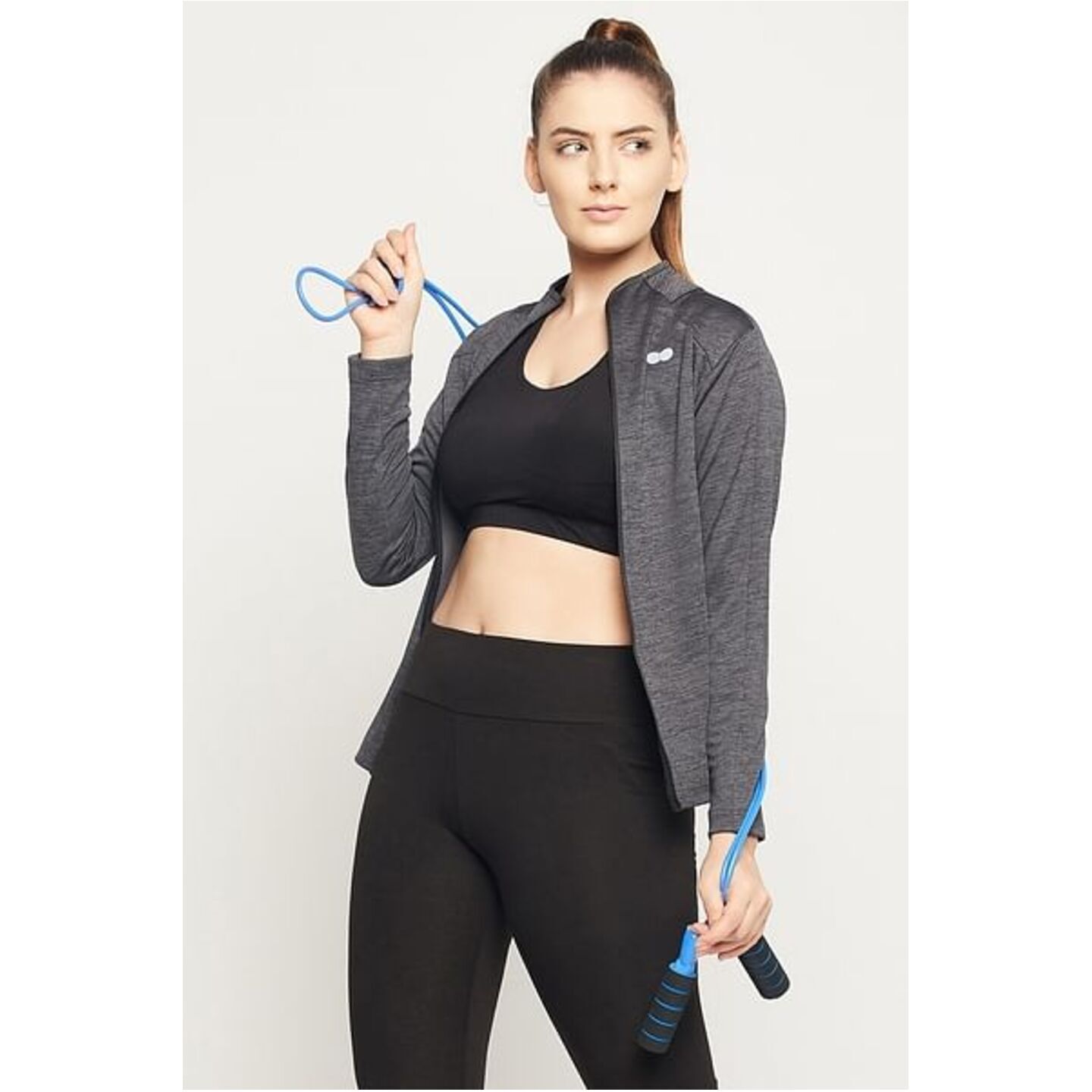 Comfort-Fit Active Jacket in Dark Grey Melange 