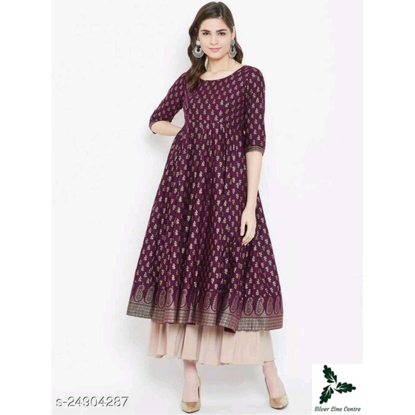 Women's Printed Rayon Anarkali Kurti