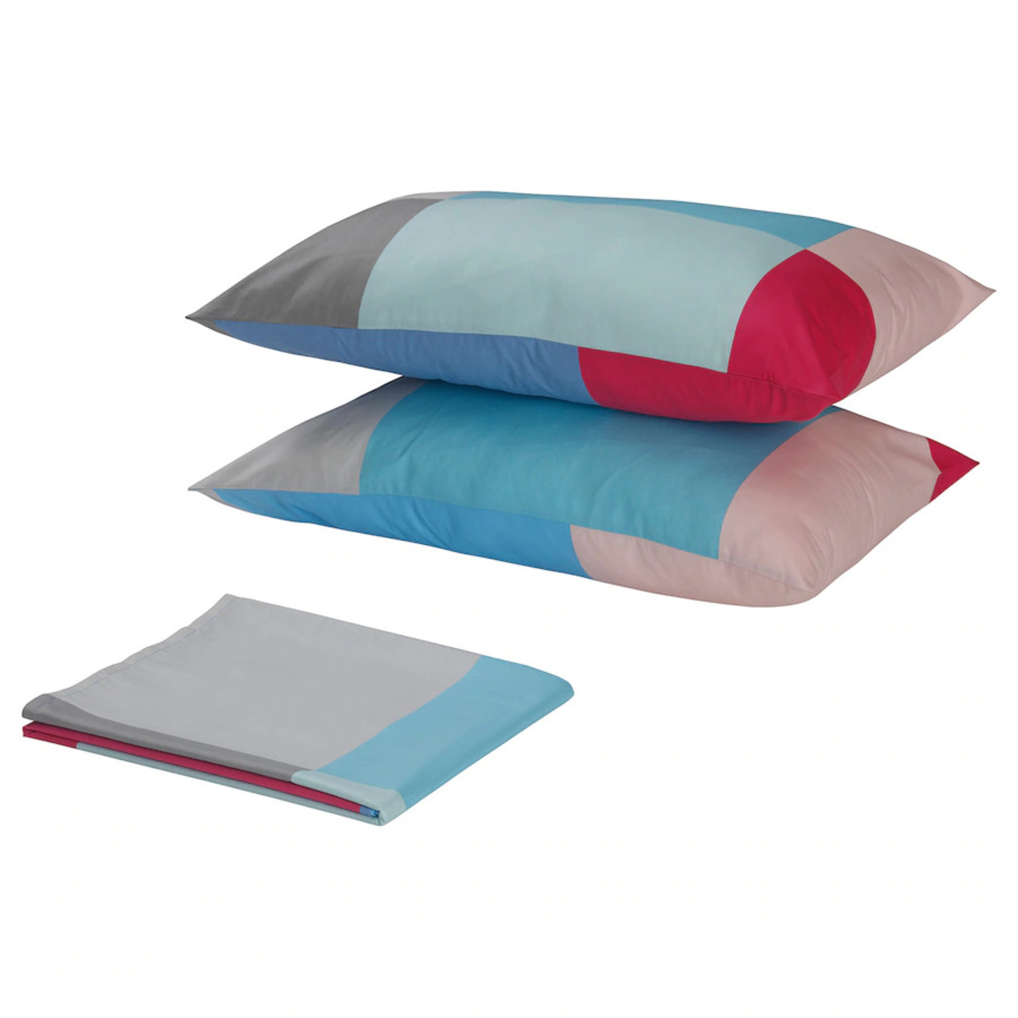BRUNKRISSLA Flat sheet and 2 pillowcase, multicolour240x260/50x80 cm (94x102/20x32 ")