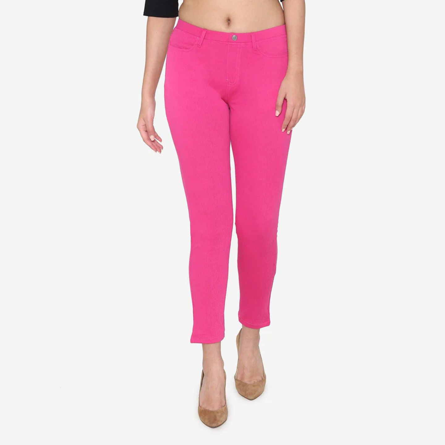 Vami Women's Cotton Stretchable Jeggings - Magic Pink Jegging 