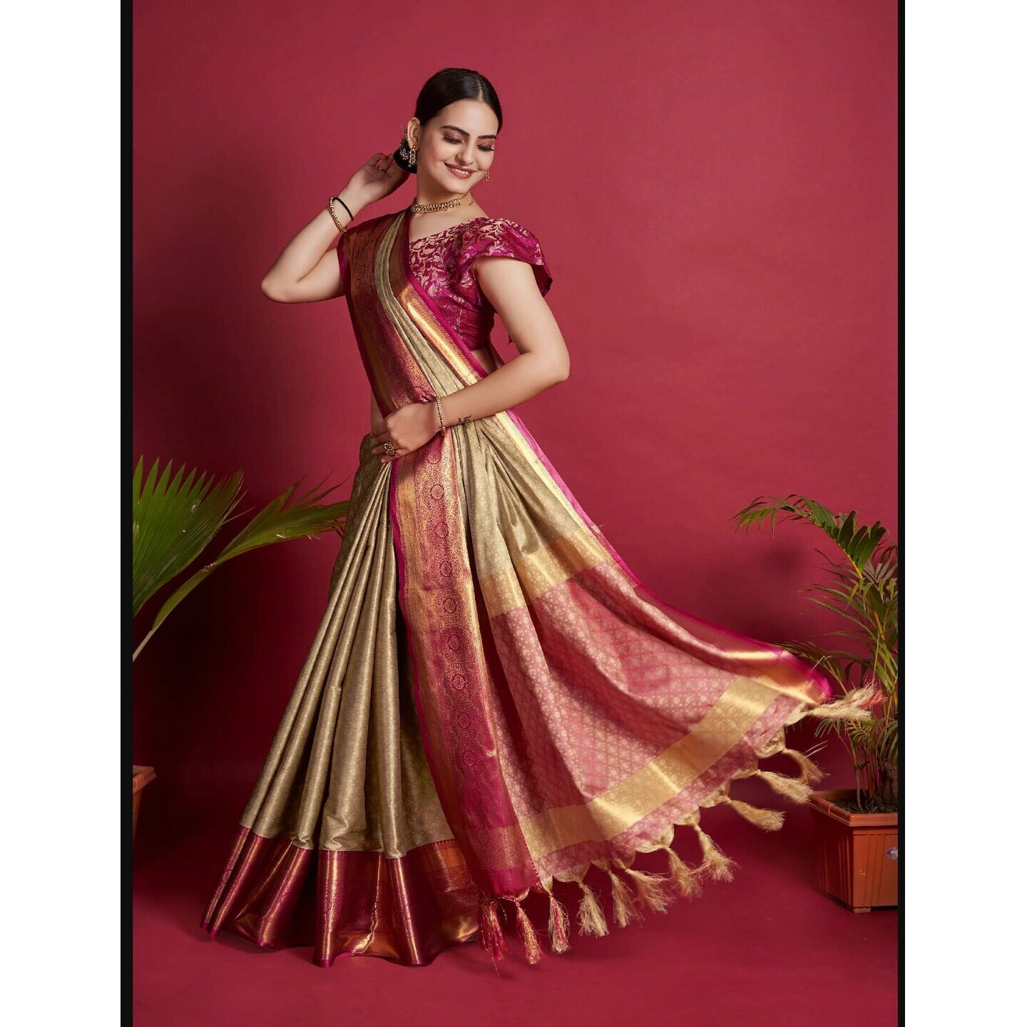 Women's Brown Color Silk Saree Collection - Dwija Fashion