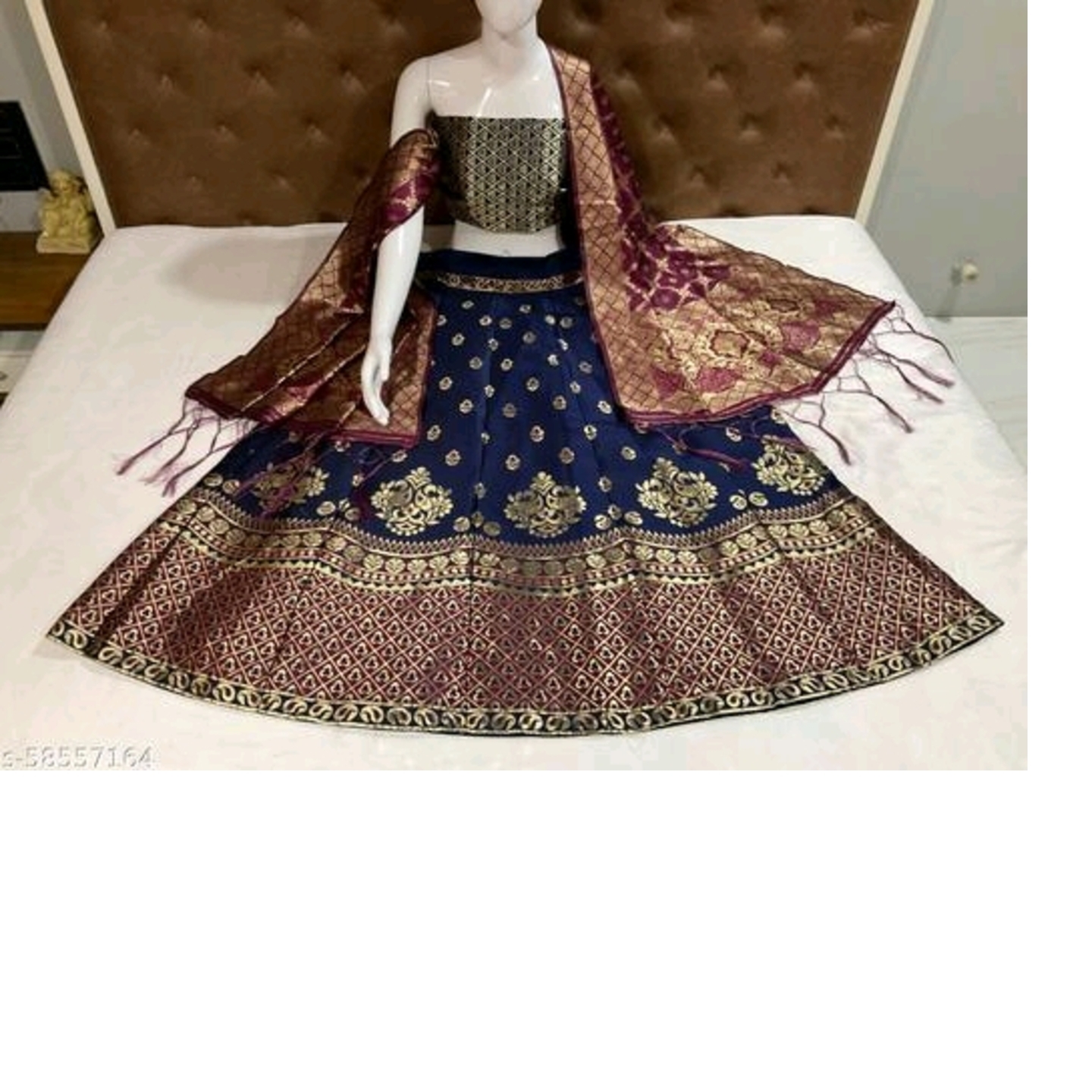 *Fancy Designer Panelled Tassels And Latkans South Indian Party  Lehenga* Size- Semi-Stitched