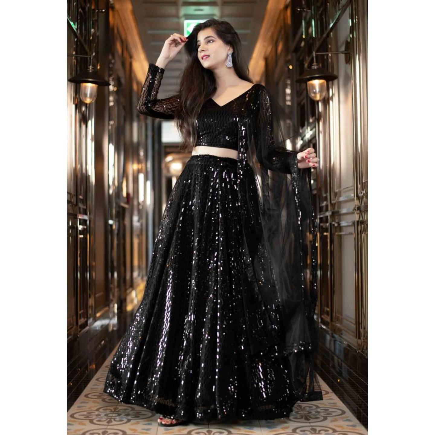 Women's Black Lehenga Choli Set - Label Shaurya Sanadhya