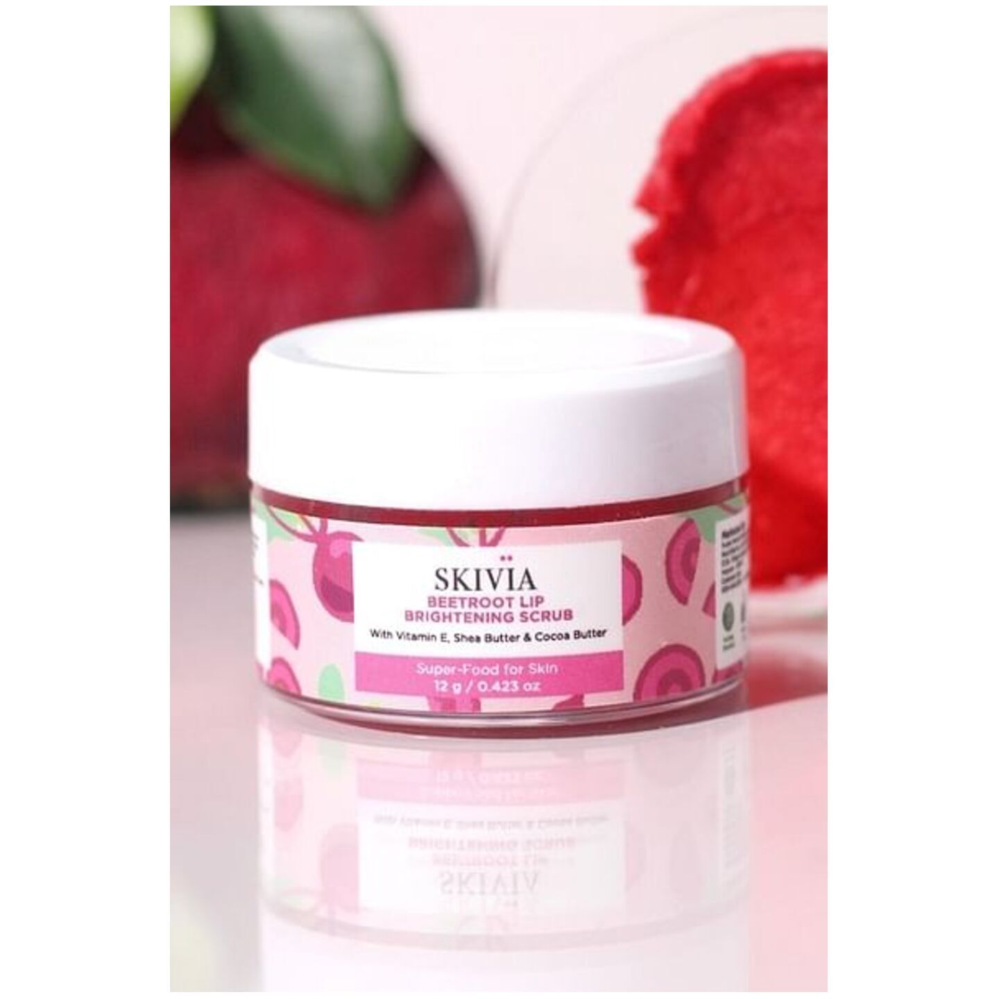 Skivia Beetroot Lip Scrub With Vitamin E, Shea & Cocoa Butter - 12 gm