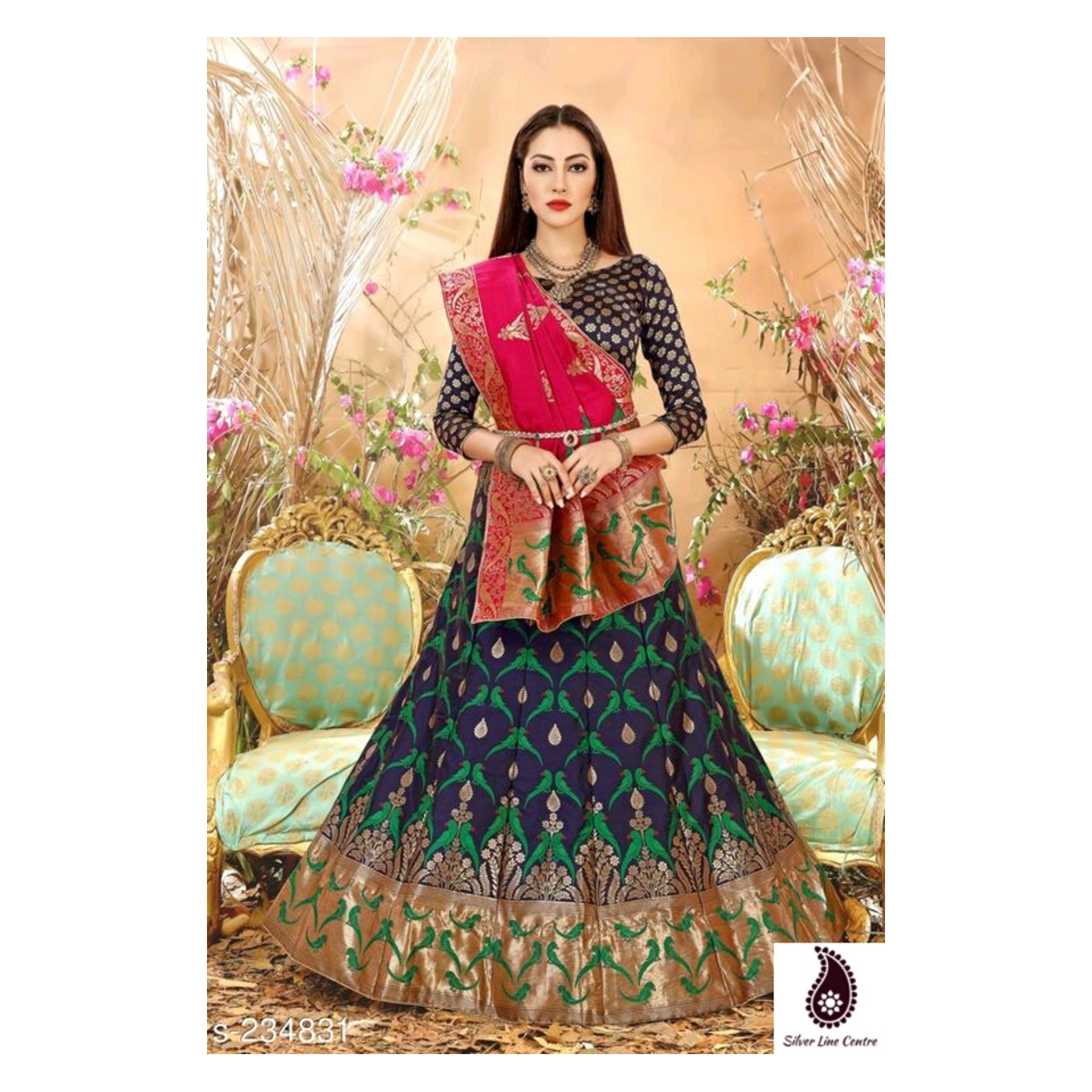 Womens Magnificient Banarsi Silk Lehenga Manasa