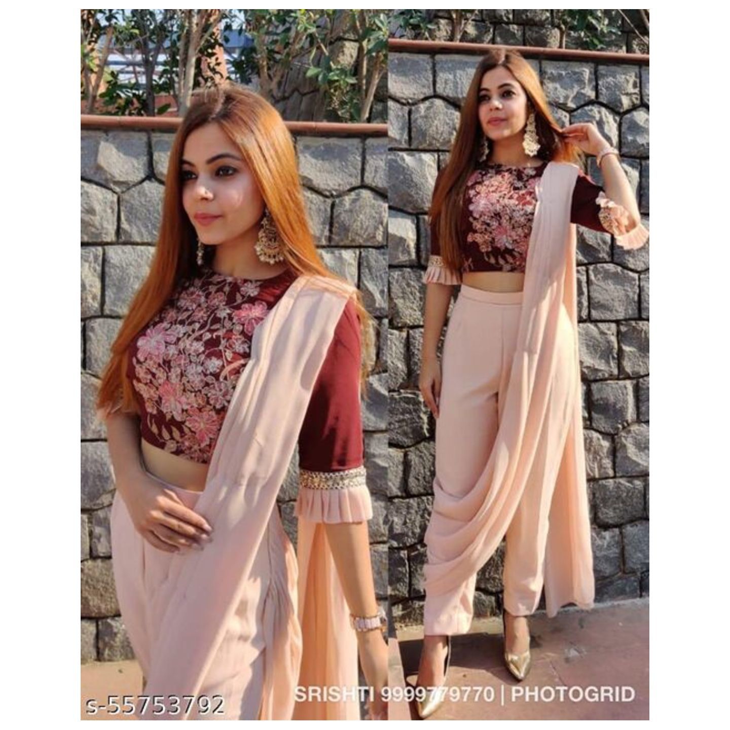 FANCY SAREE WITH DUPATTA STYLE