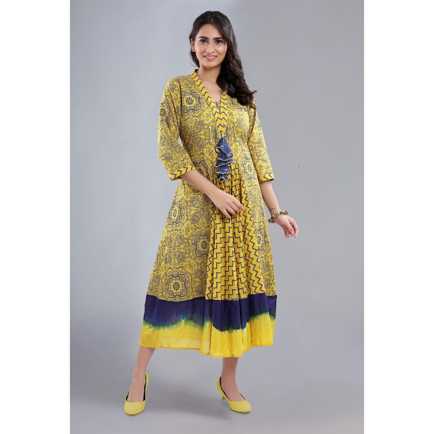 Mughal Print Mustard Kurta