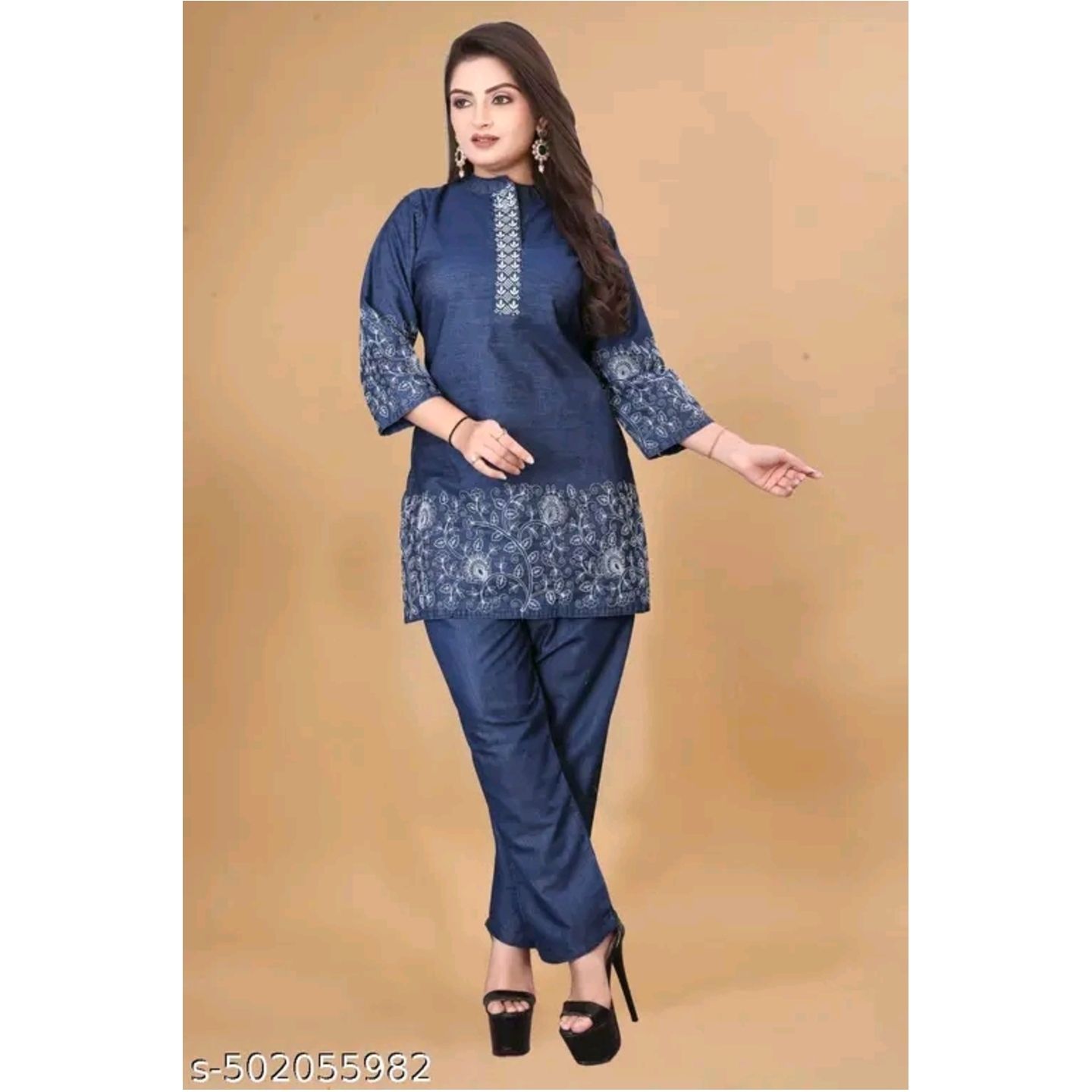 Trendy Stylish Sleeveless Button-Up Peplum Shirt with Floral Detailing | Comfortable Casual Wear Co-Ord Set*