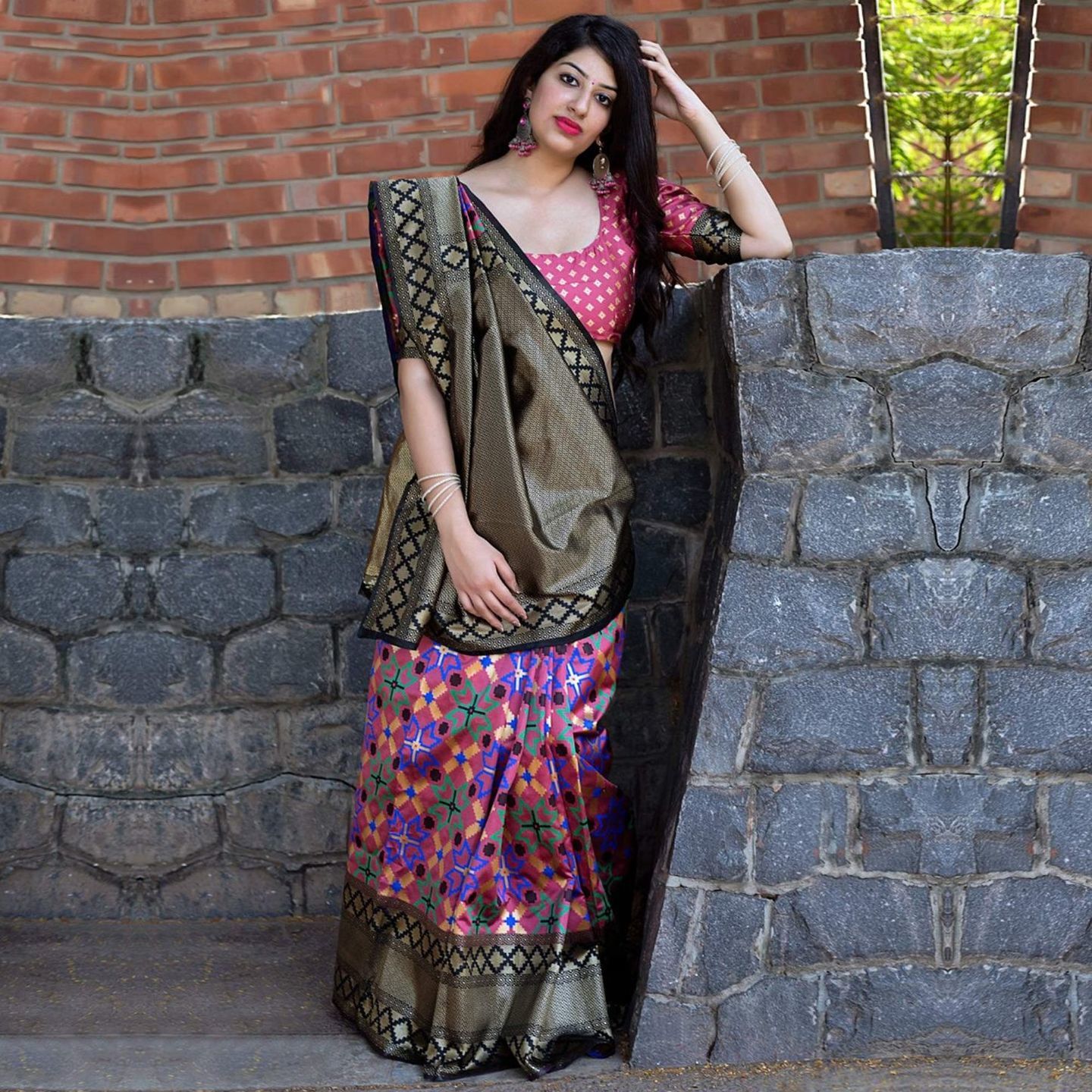 Multi-Colored Festive Wear Patola Silk Saree size Free Size