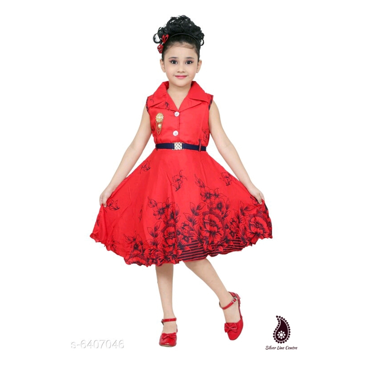 Girls Midi Knee Length Party Dress