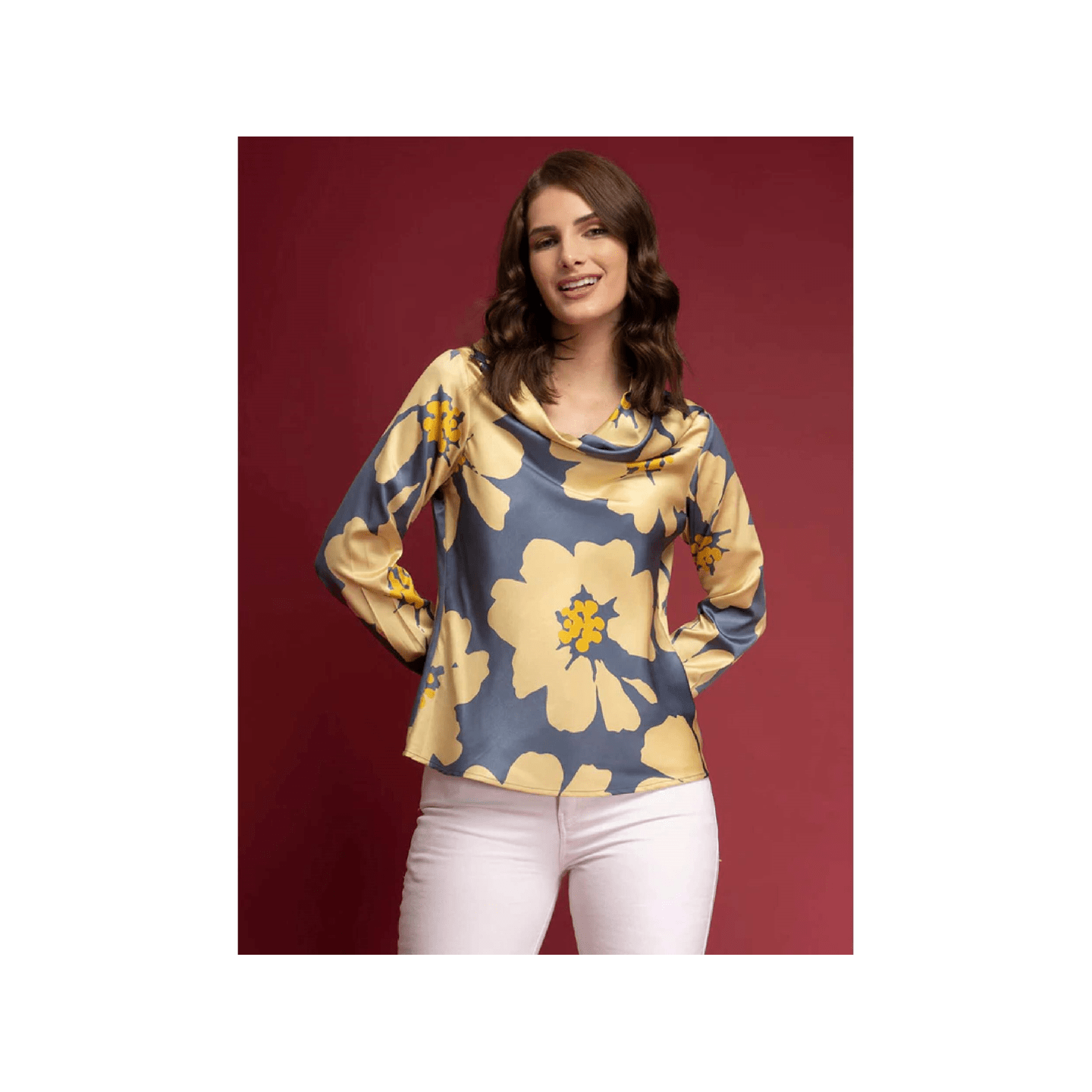 Floral Top - Yellow and Grey