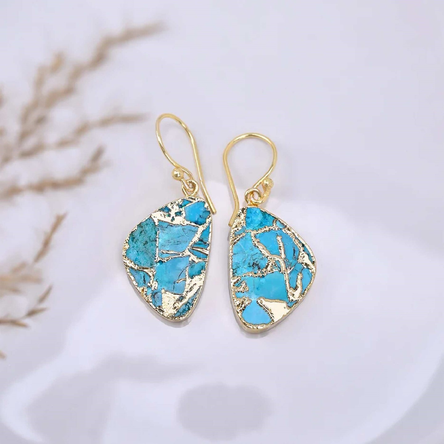 Blue Copper Turquoise Earrings