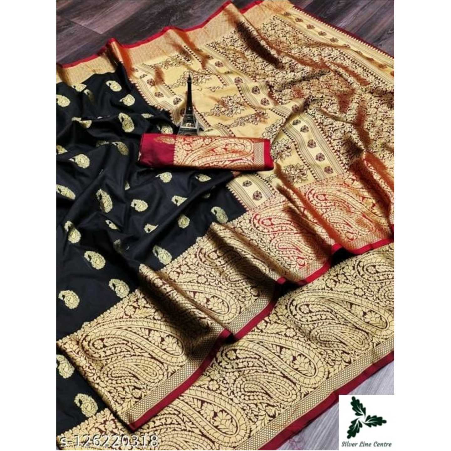 Litchi Silk Saree with Beautiful Pure Zari Weaving  Size- Free Size