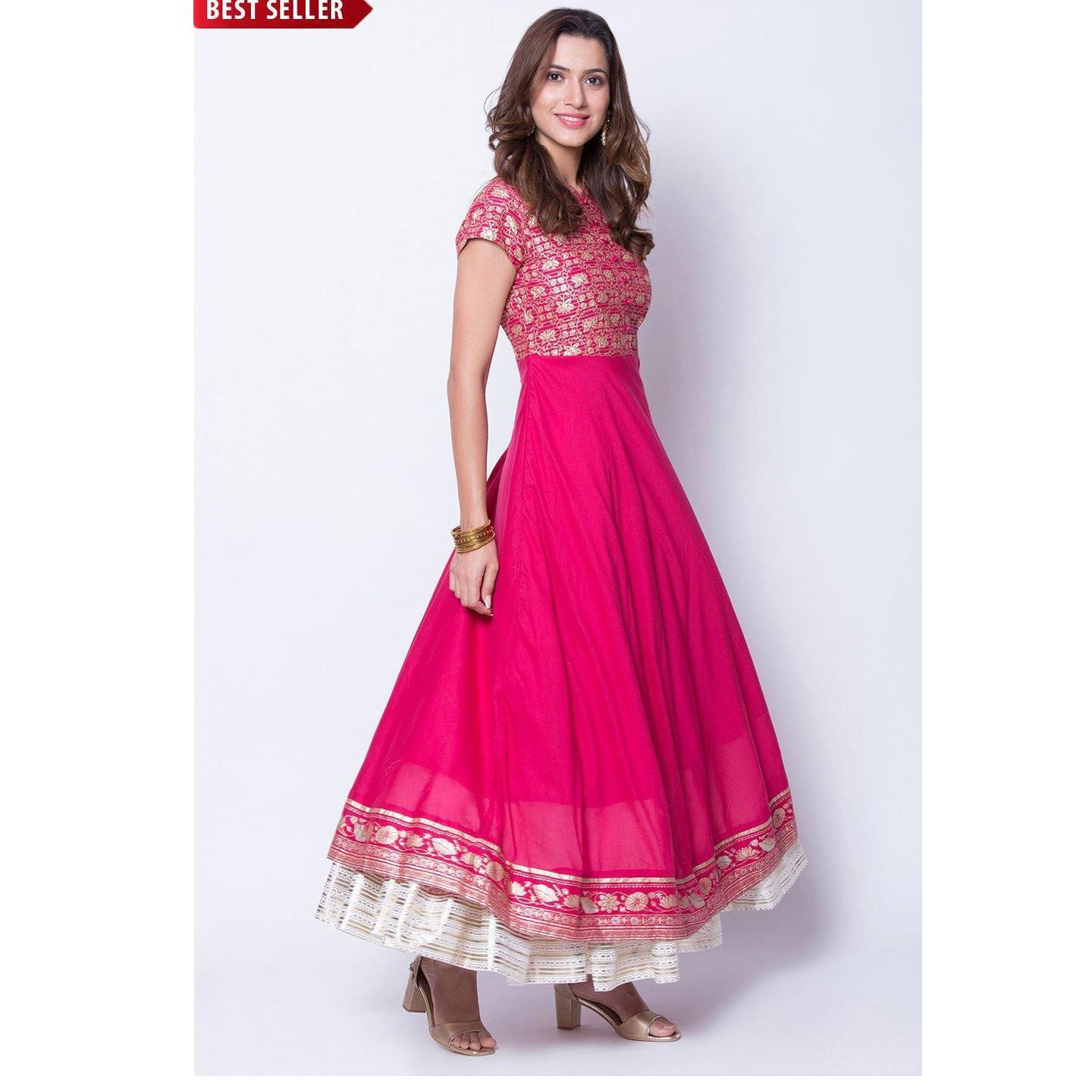 Pink Art Silk Anarkali Kurta