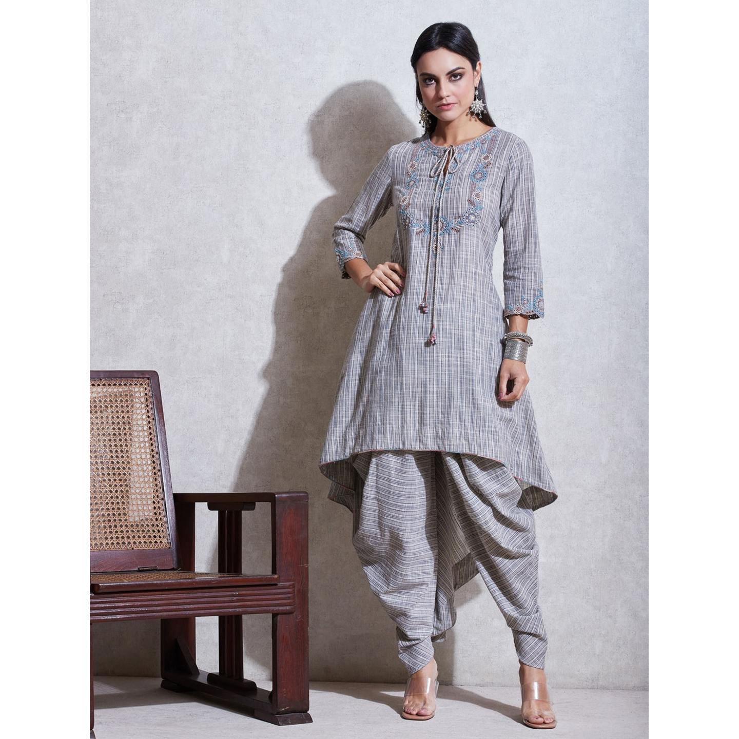 Grey Asymmetrical Cotton Ensemble